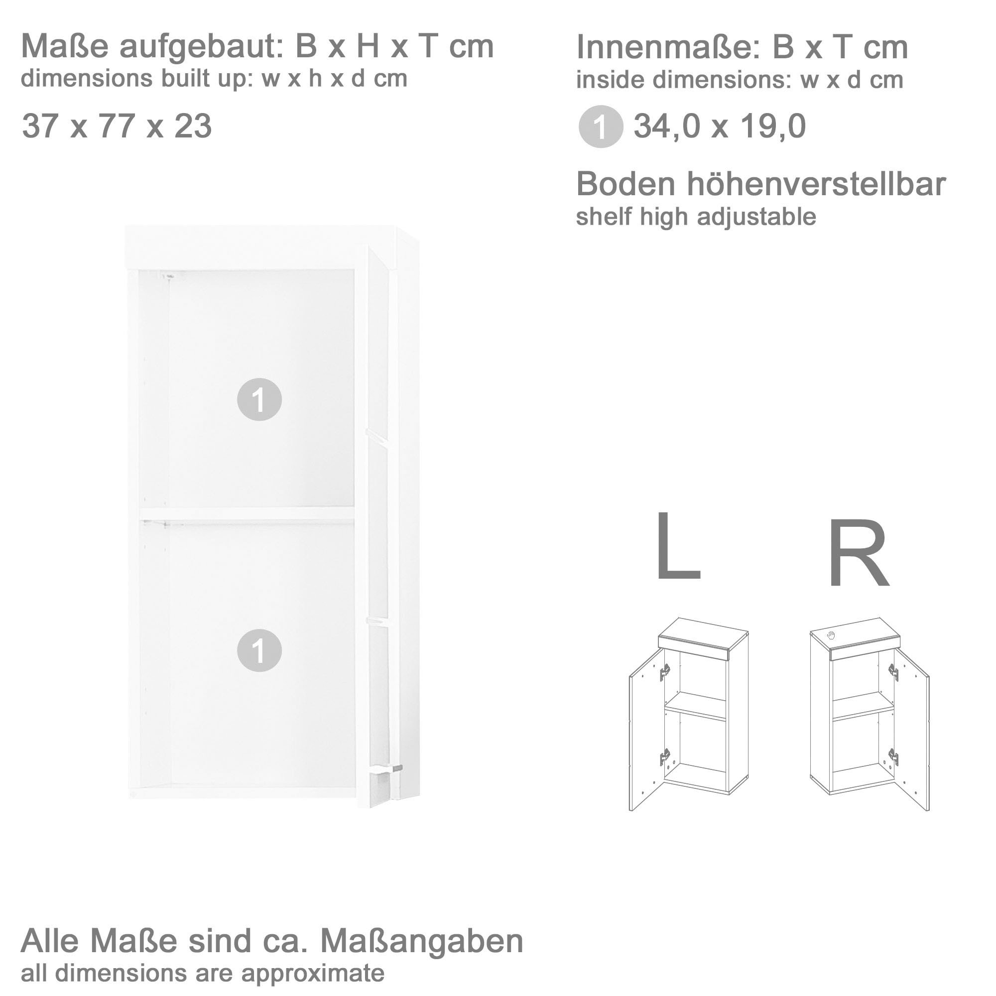welltime Badmöbel-Set »Avena«, (Set, 5 St.), Hochschrank, WBU, Spiegelschrank, Kommode, Hängeschrank u. Beleuchtung