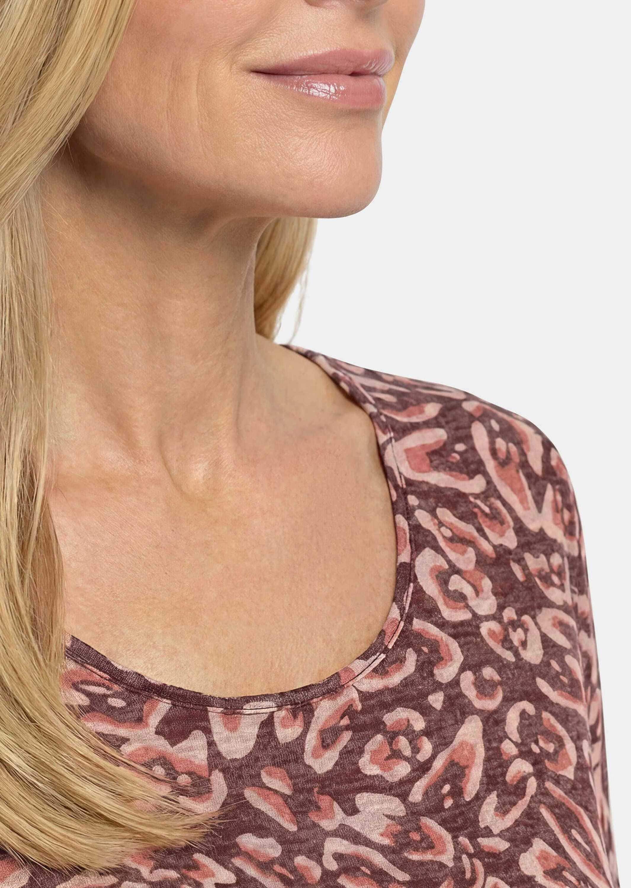GOLDNER Kurzarmshirt »Viskoseshirt mit abstraktem Floraldruck« stretchbequemer Viskosejersey