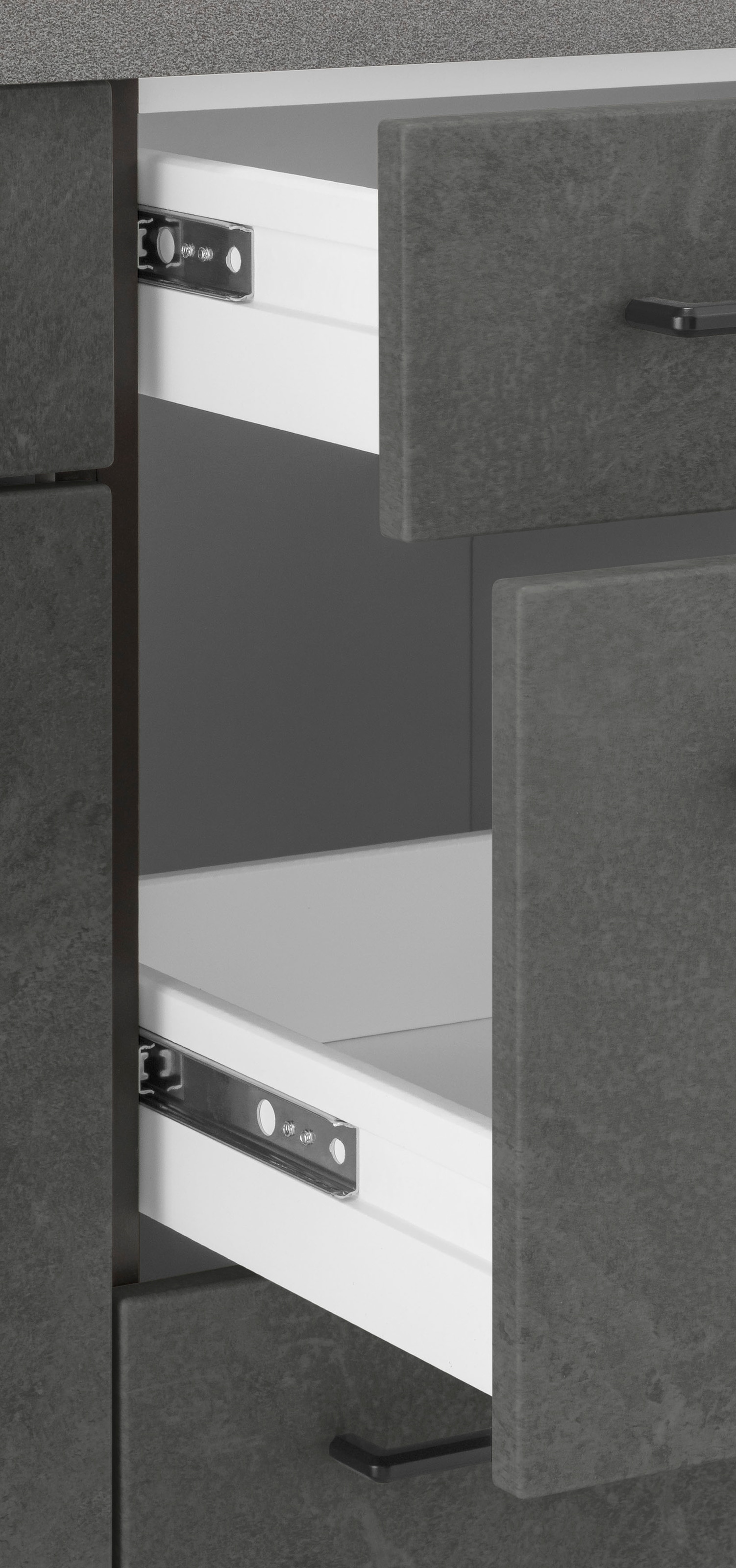 KOCHSTATION Küchenzeile »KS-Tulsa« mit E-Geräten, Breite 380 cm, schwarze Metallgriffe, MDF Fronten