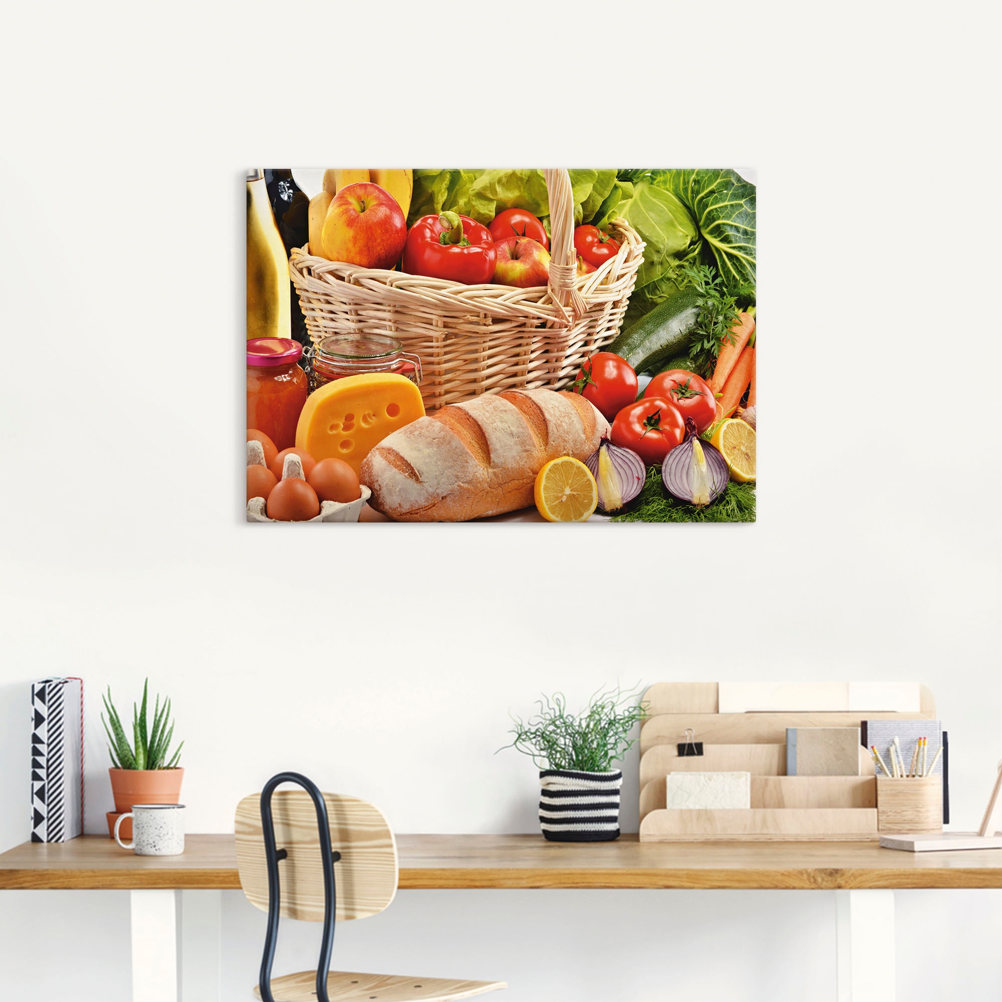 Artland Wandbild »Gesund Leben - Obst und Gemüsekorb«, Lebensmittel, (1 St.), als Alubild, Leinwandbild, Wandaufkleber oder Poster in versch. Größen
