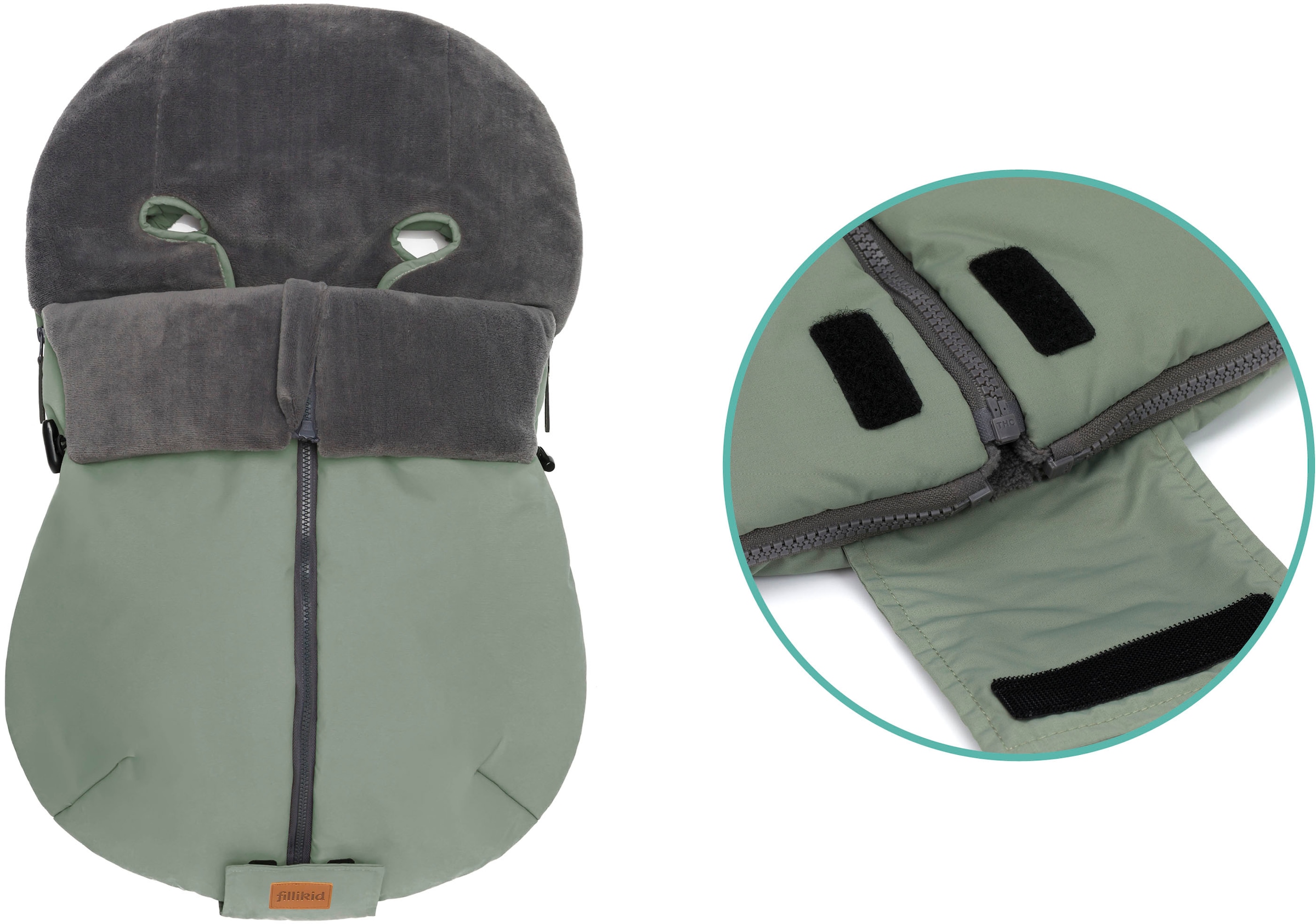 Fillikid Fußsack »Sella Elite, Winterfußsack, salbei«, für Babyschalen