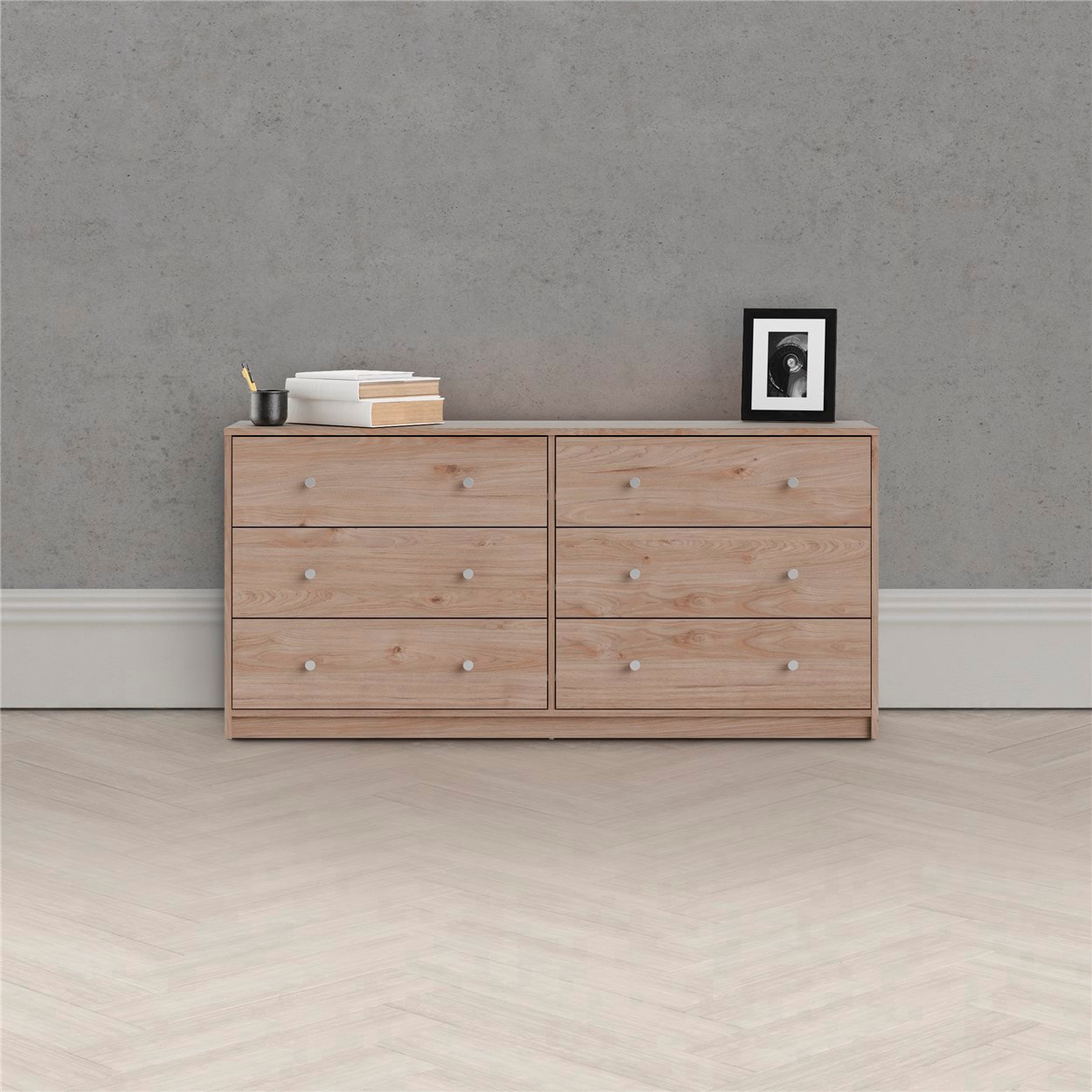 Home affaire Sideboard »May, Aufbewahrung, Schubkastenkommode, Stauraum«, mit 6 Schubladen, Knopfgriffen,Tiefe von 30 cm, Breite 143 cm
