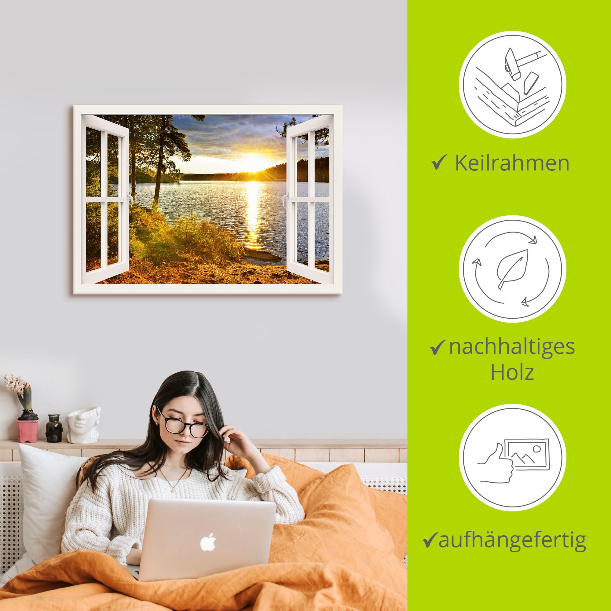 Artland Wandbild »Sonnenuntergang im Algonquin Park«, Fensterblick, (1 St.), als Leinwandbild, Poster, Wandaufkleber in verschied. Größen