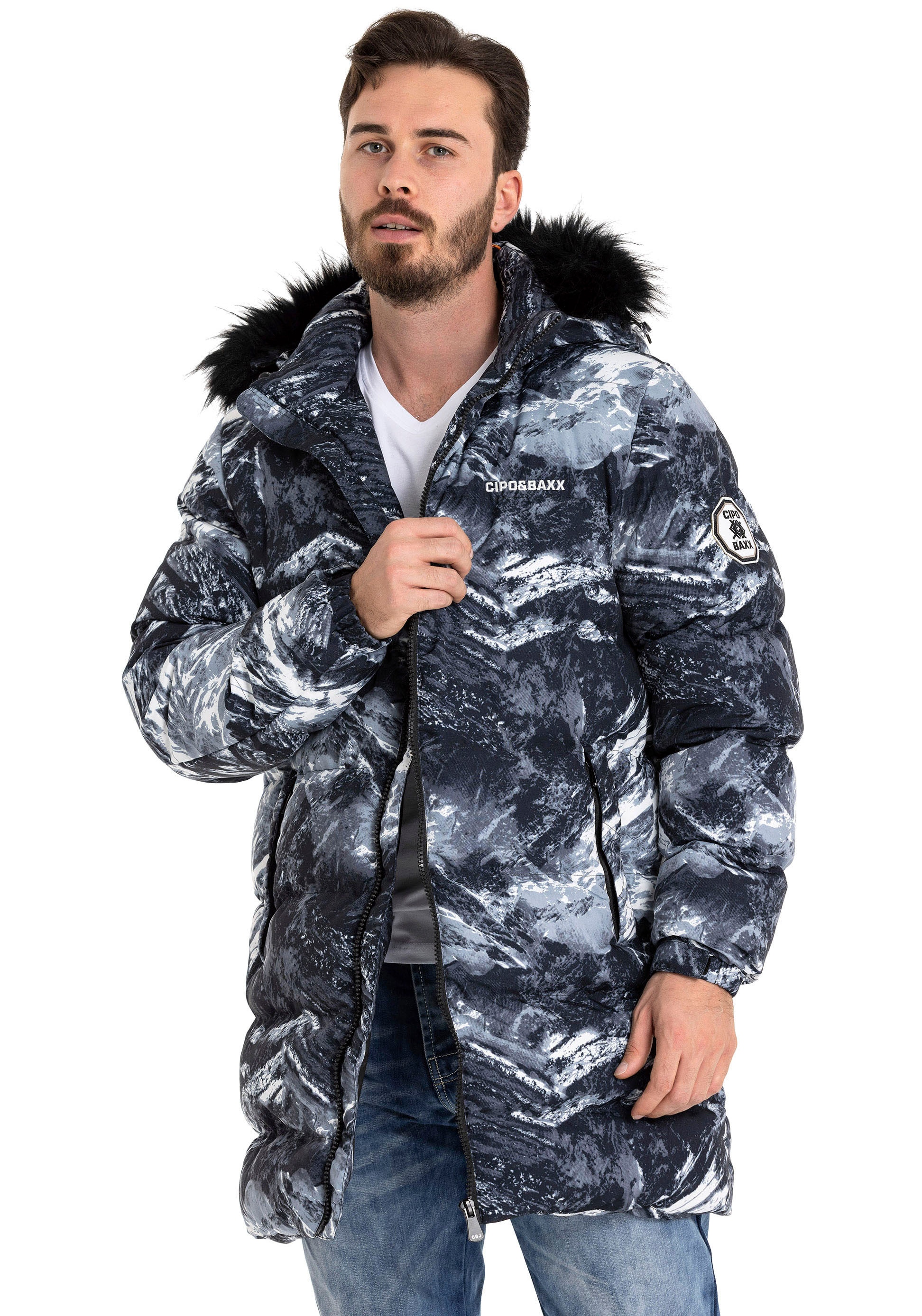 Cipo & Baxx Winterjacke, mit Kapuze