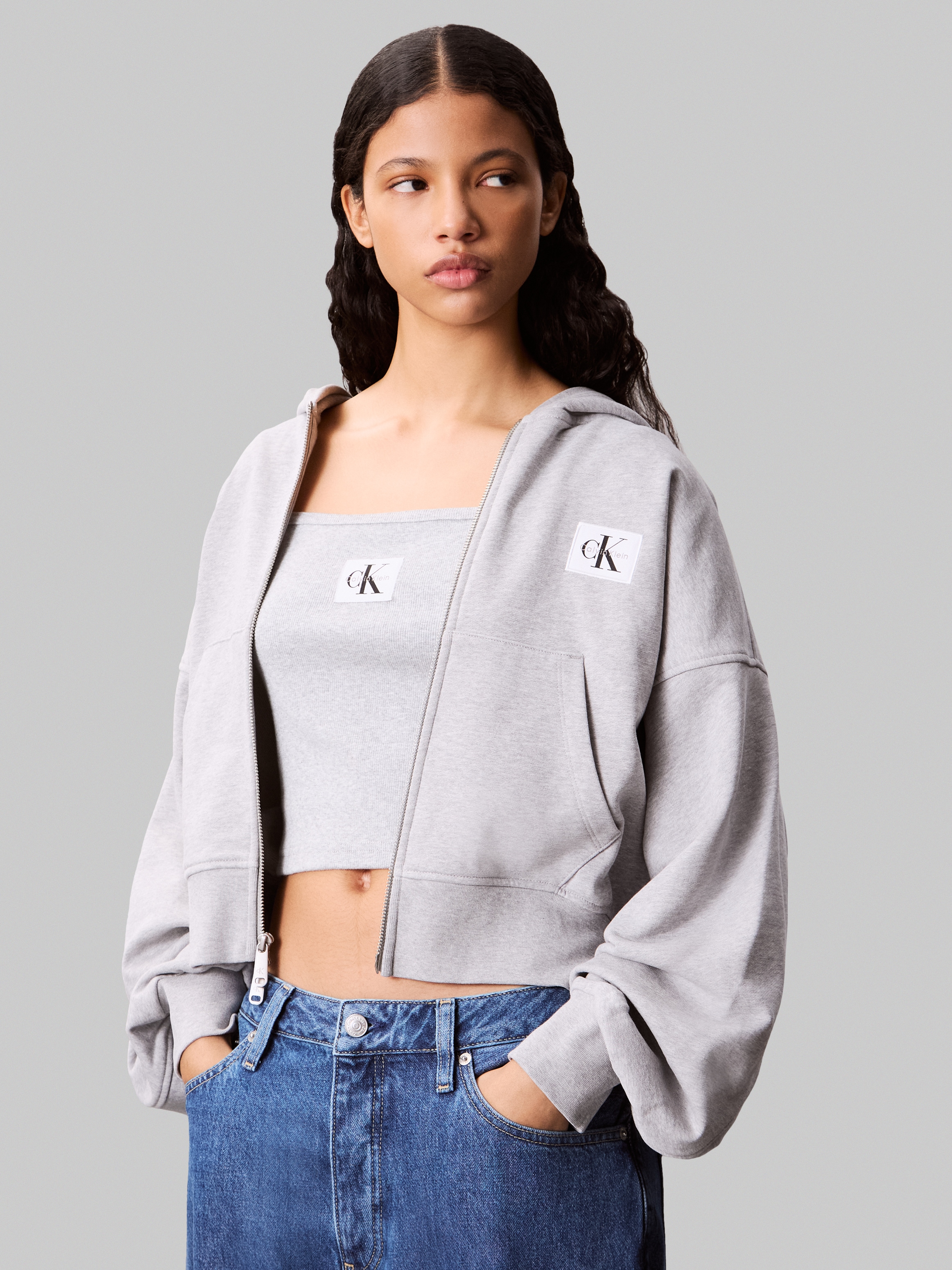 Calvin Klein Sweatjacke »A- FRNCH TRRY BDG LG« Oversized Fit, mit Kapuze, reine Baumwolle