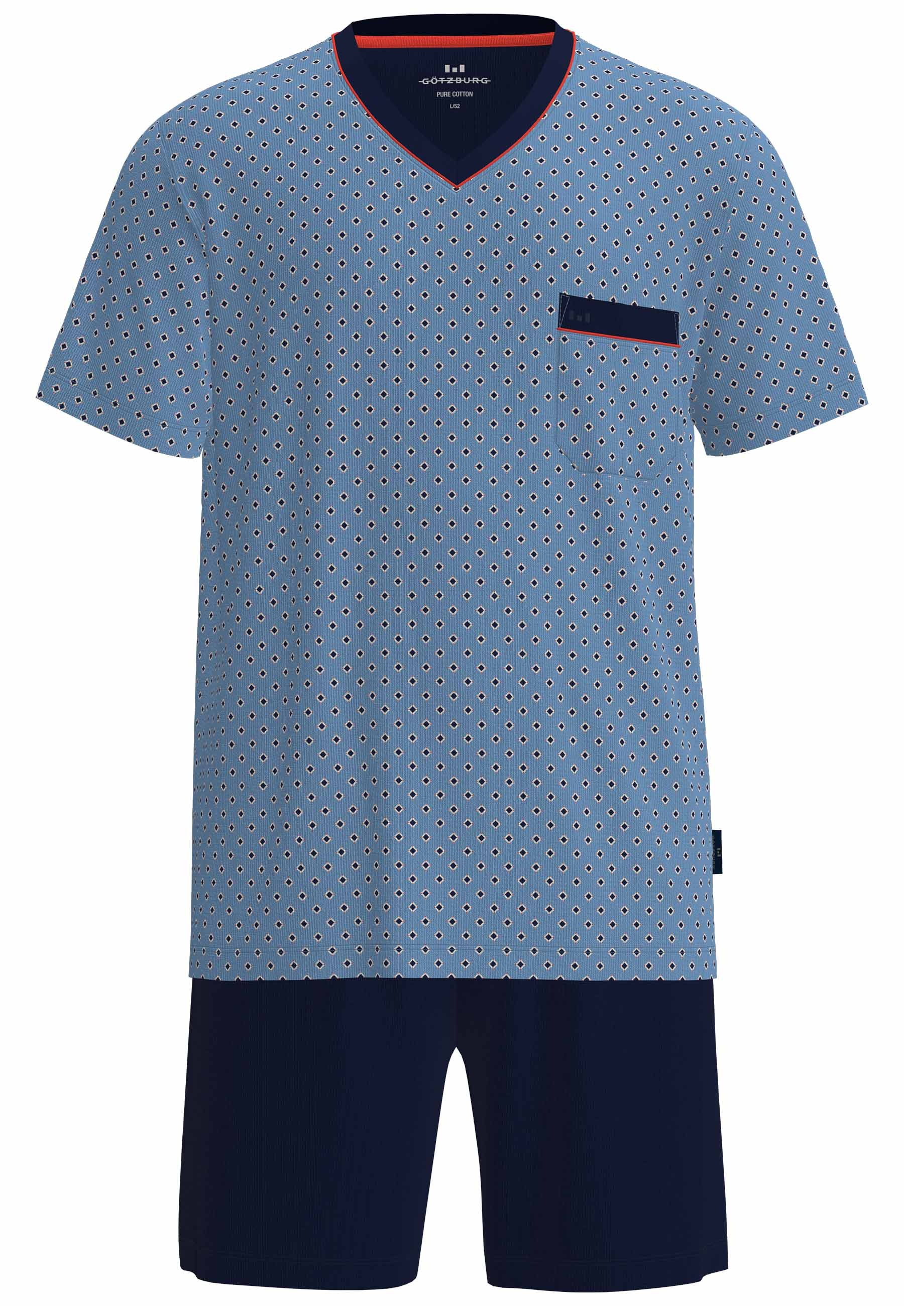 GÖTZBURG Shorty »Glasgow« gemustert, kurz, V-Ausschnitt, mit Brusttasche, Baumwolle