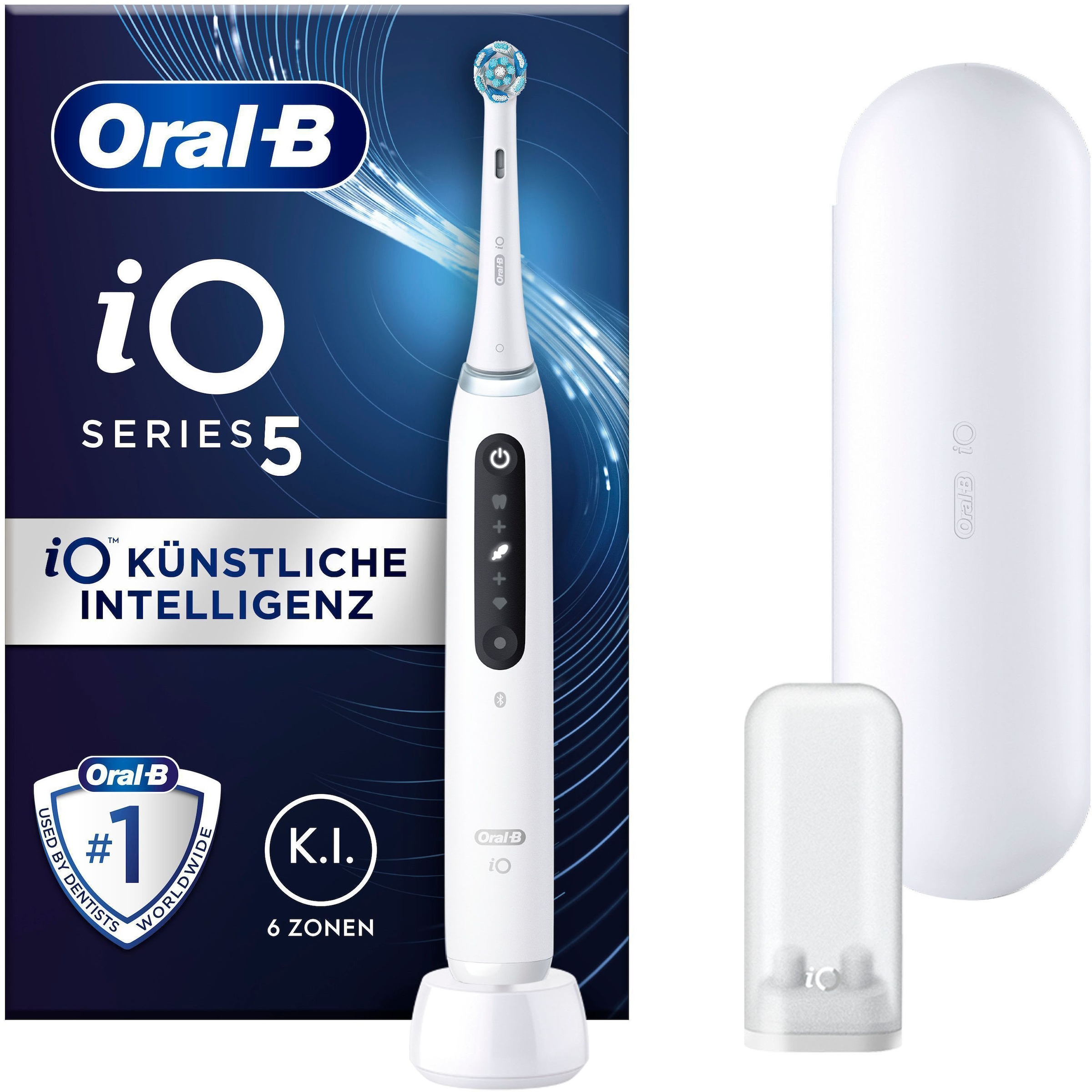 Oral-B Elektrische Zahnbürste »iO 5«, 1 St. Aufsteckbürsten, mit Magnet-Technologie, LED-Anzeige, 5 Putzmodi, Reiseetui