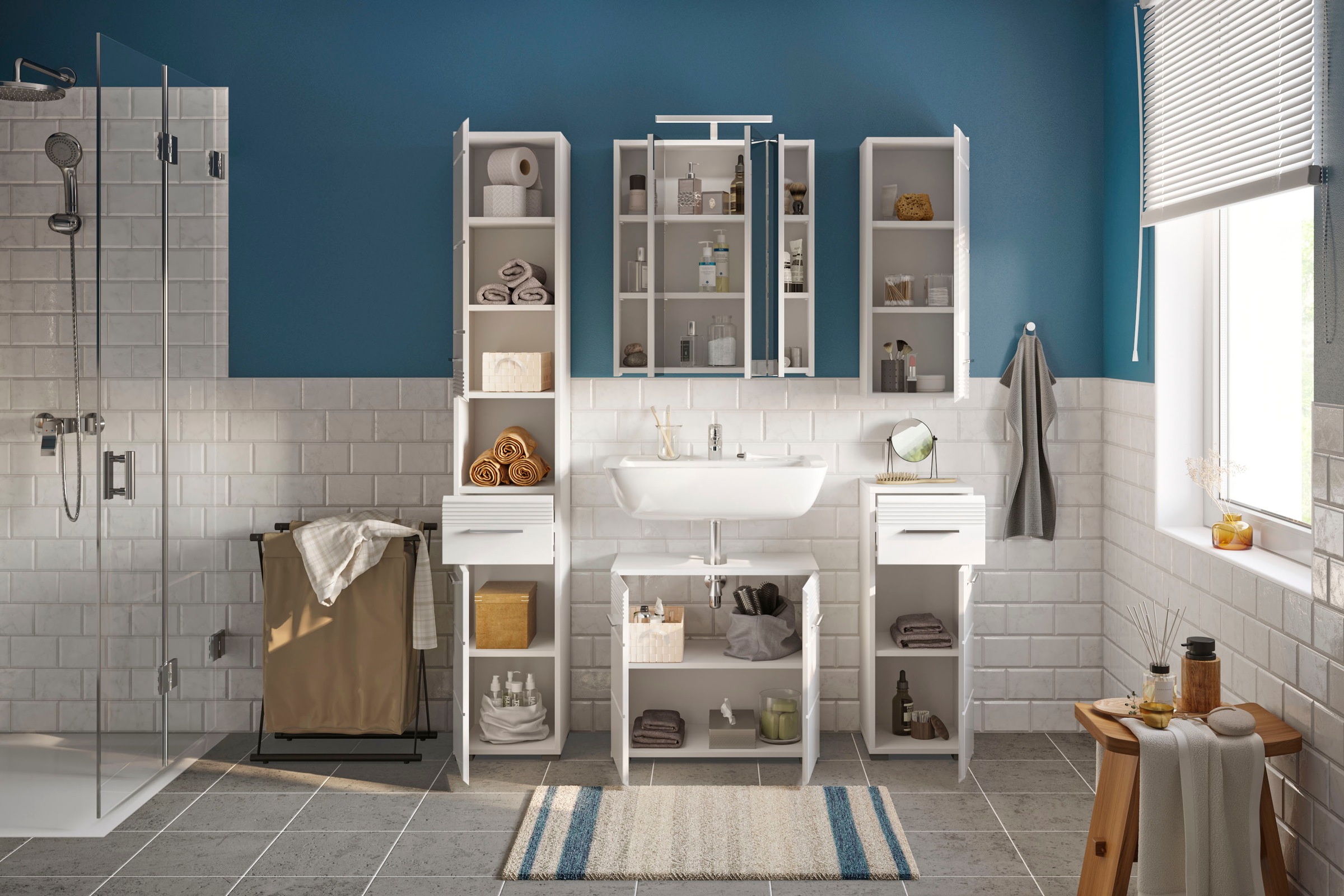 Home affaire Badmöbel-Set »Malmö, 5 teilig, bestehend aus:« Set, 5 Stk. tlg.