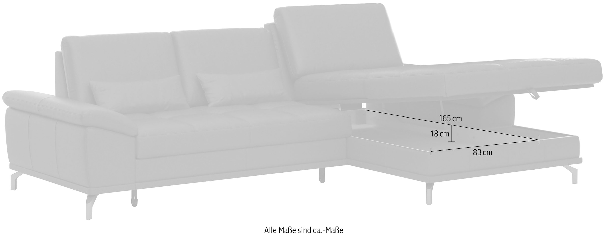 Places of Style Ecksofa Costello, mit Sitztiefenverstellung und Armlehnfunktion, incl. 3 Nierenkissen