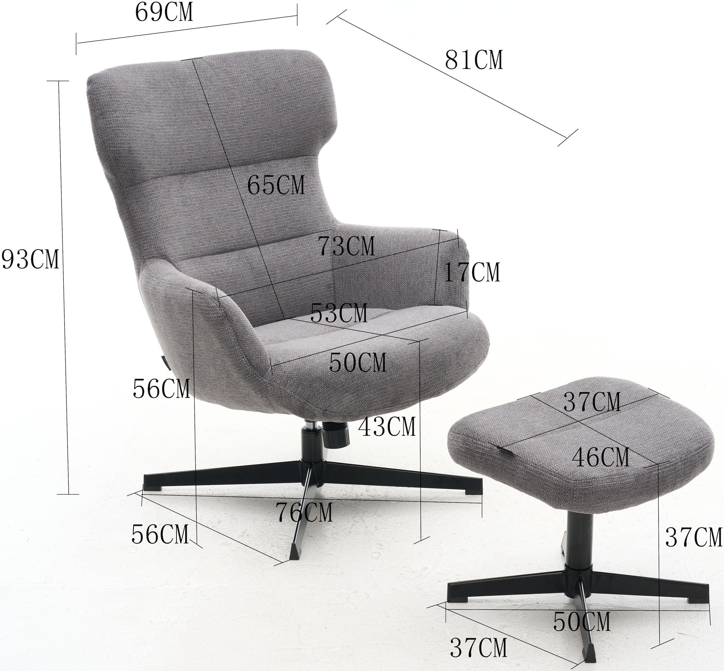 Home affaire Sessel »Clara Relaxsessel, TV-Sessel mit Hocker«, 360° Grad drehbar