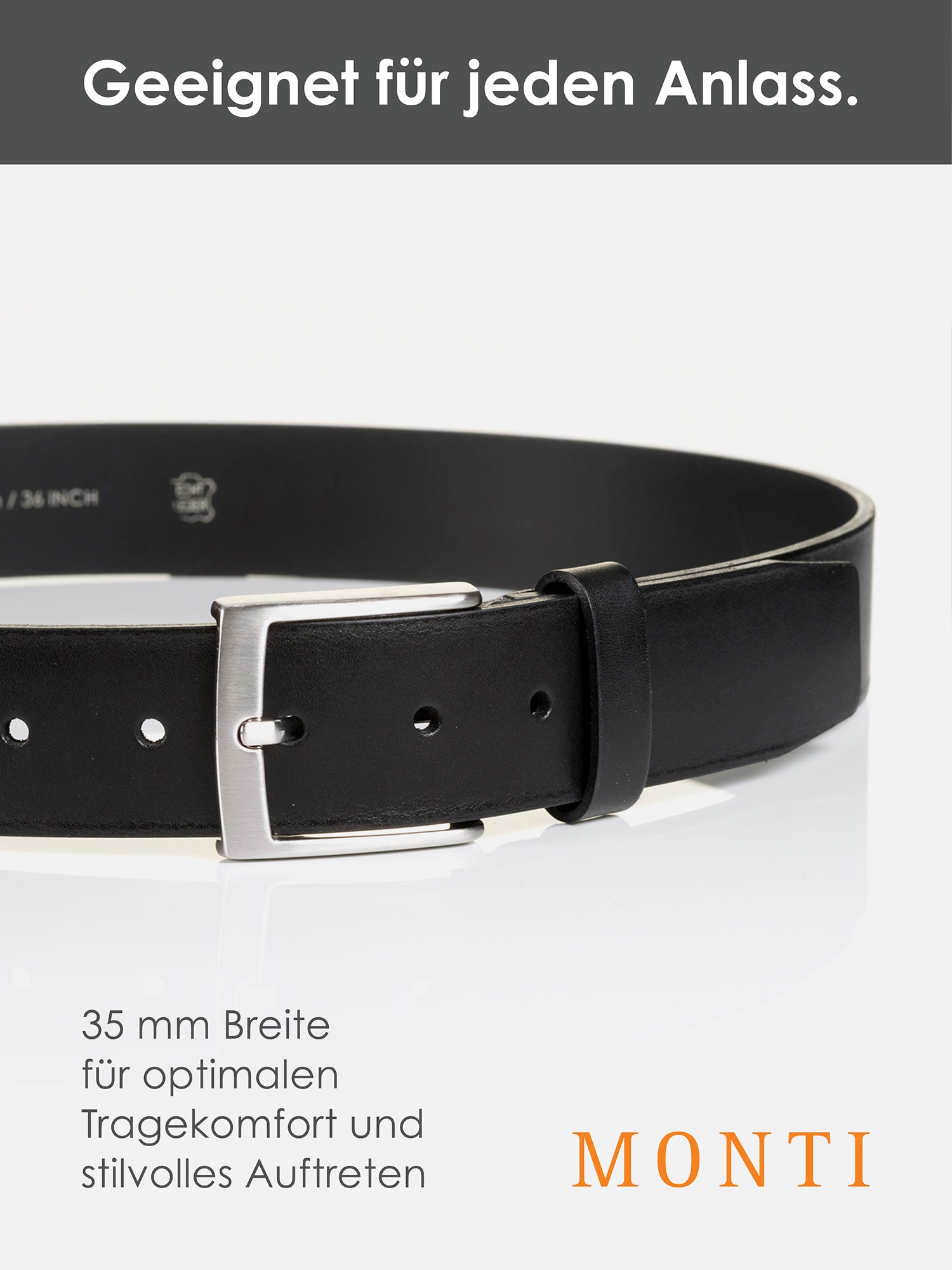 MONTI Ledergürtel »TUSTON« elegant, langlebig, glänzend