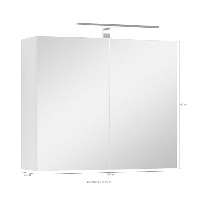 byLIVING Spiegelschrank »Spree«, Breite 70 cm, 2-türig, mit LED Beleuchtung  und Schalter-/Steckdosenbox online kaufen | mit 3 Jahren XXL Garantie