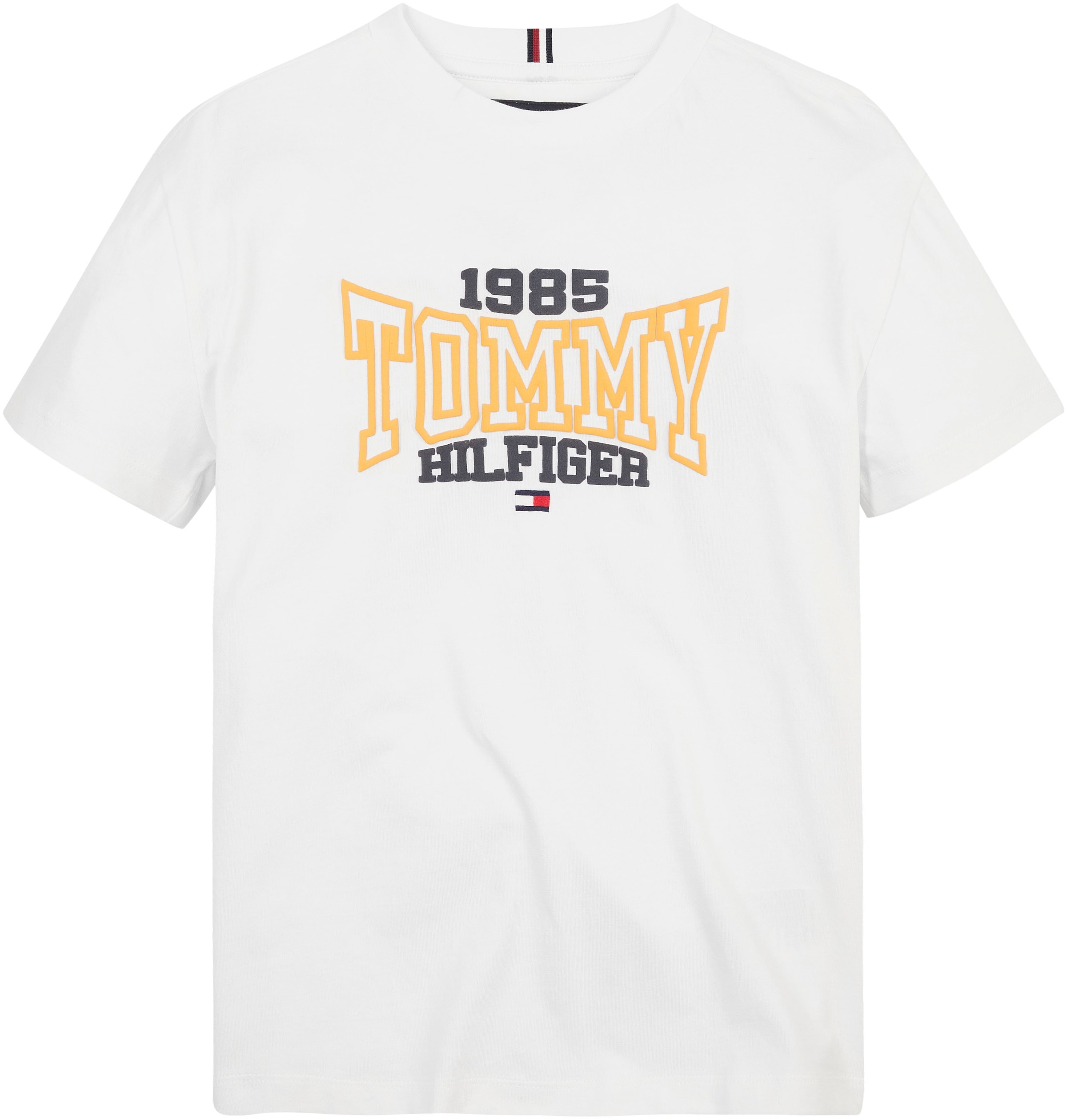 Tommy Hilfiger T-Shirt »TOMMY bei Print 1985 Varsity Hilfgier TEE mit Tommy 1985 S/S«, modischem VARSITY