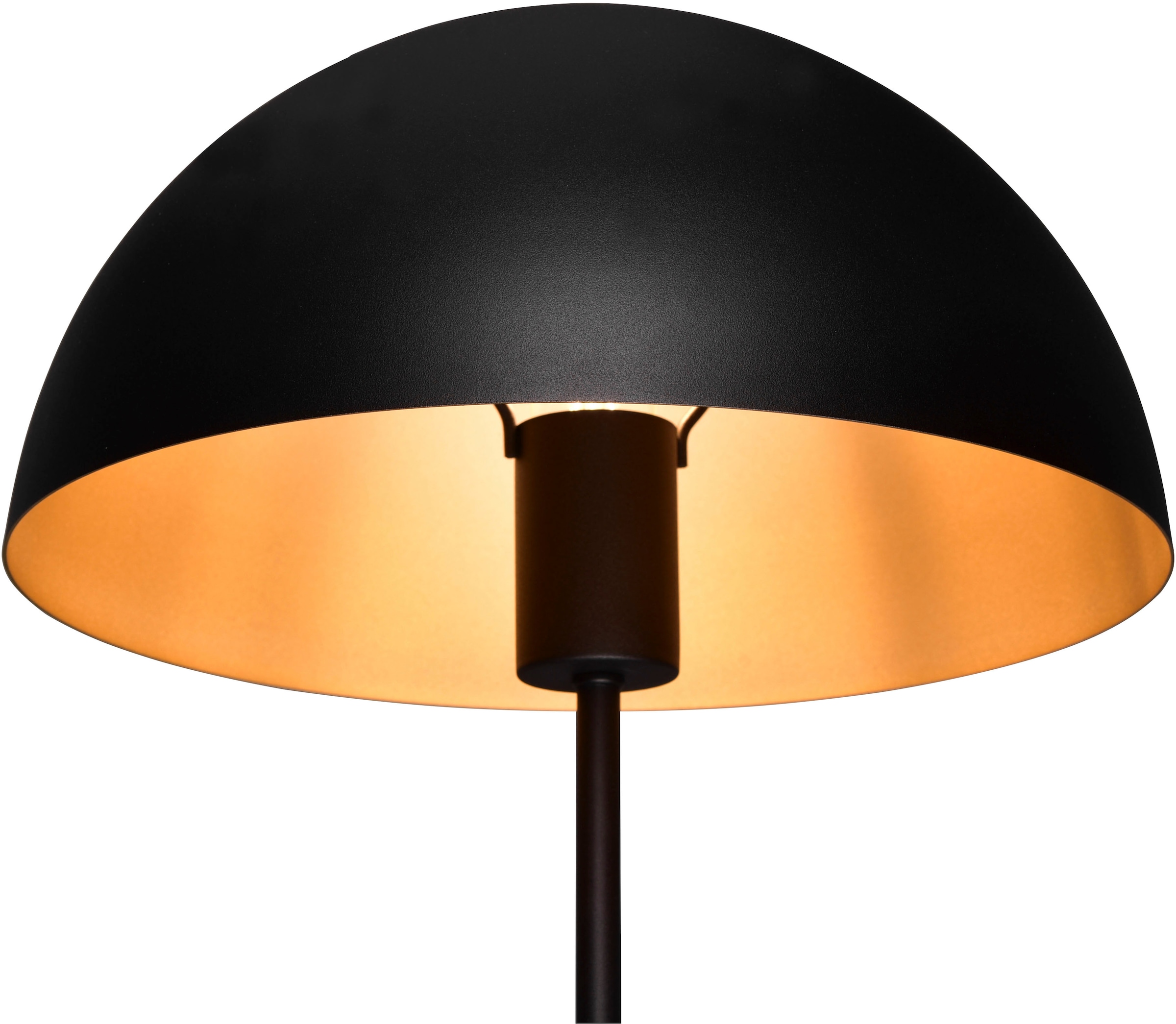Leonique Tischlampe »MANON, Tischlampe Pilzform Höhe 45cm Ø 30cm, exkl 1x E27 Leuchtmittel«, 1 flammig, Leuchtmittel E27 | Leuchtmittel wechselbar, Schreibtisch Leuchte Schirm innen gold, Schnurschalter mit 180cm Kabel