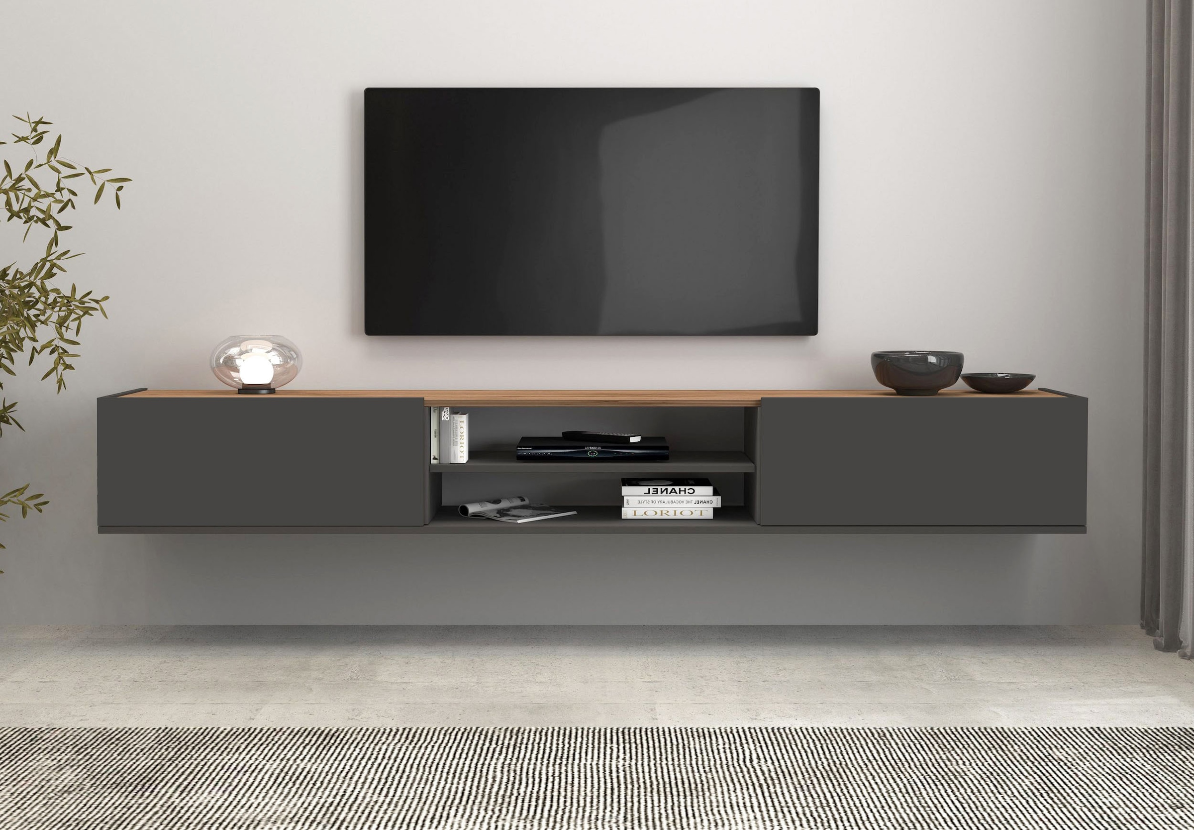 INOSIGN Lowboard »Garda,Lowboard,TV-Kommode,TV-Möbel,TV-Bank«, stehend und hängend mit 2 Klappen, 1 Einlegeboden, Breite 210 cm