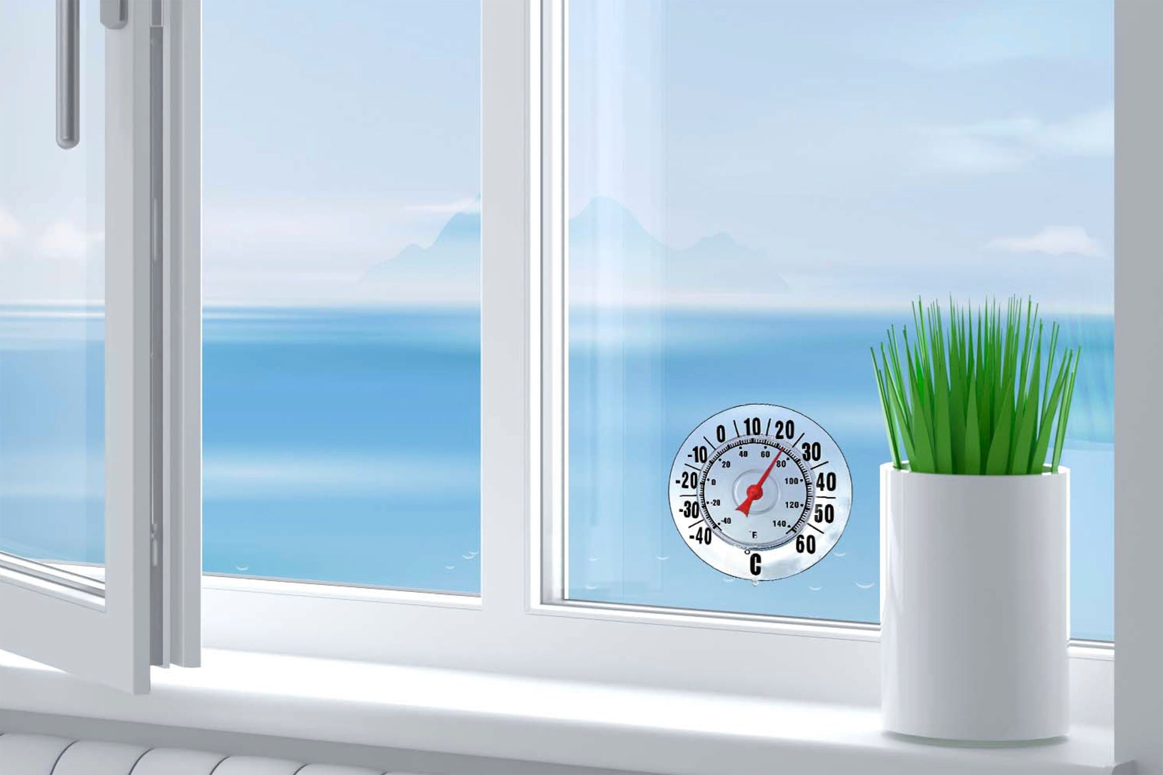 Maximex Fensterthermometer mit Saugnapf, für den Außenbereich