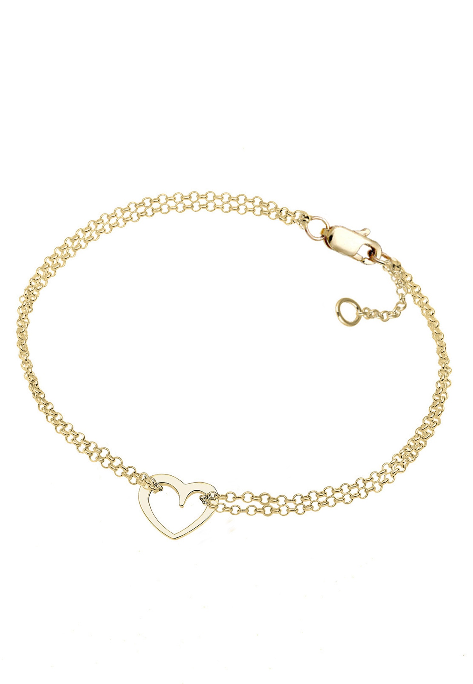 Elli Premium Armkette »Armband Herz Zweireihig Valentin 375 Gelbgold«