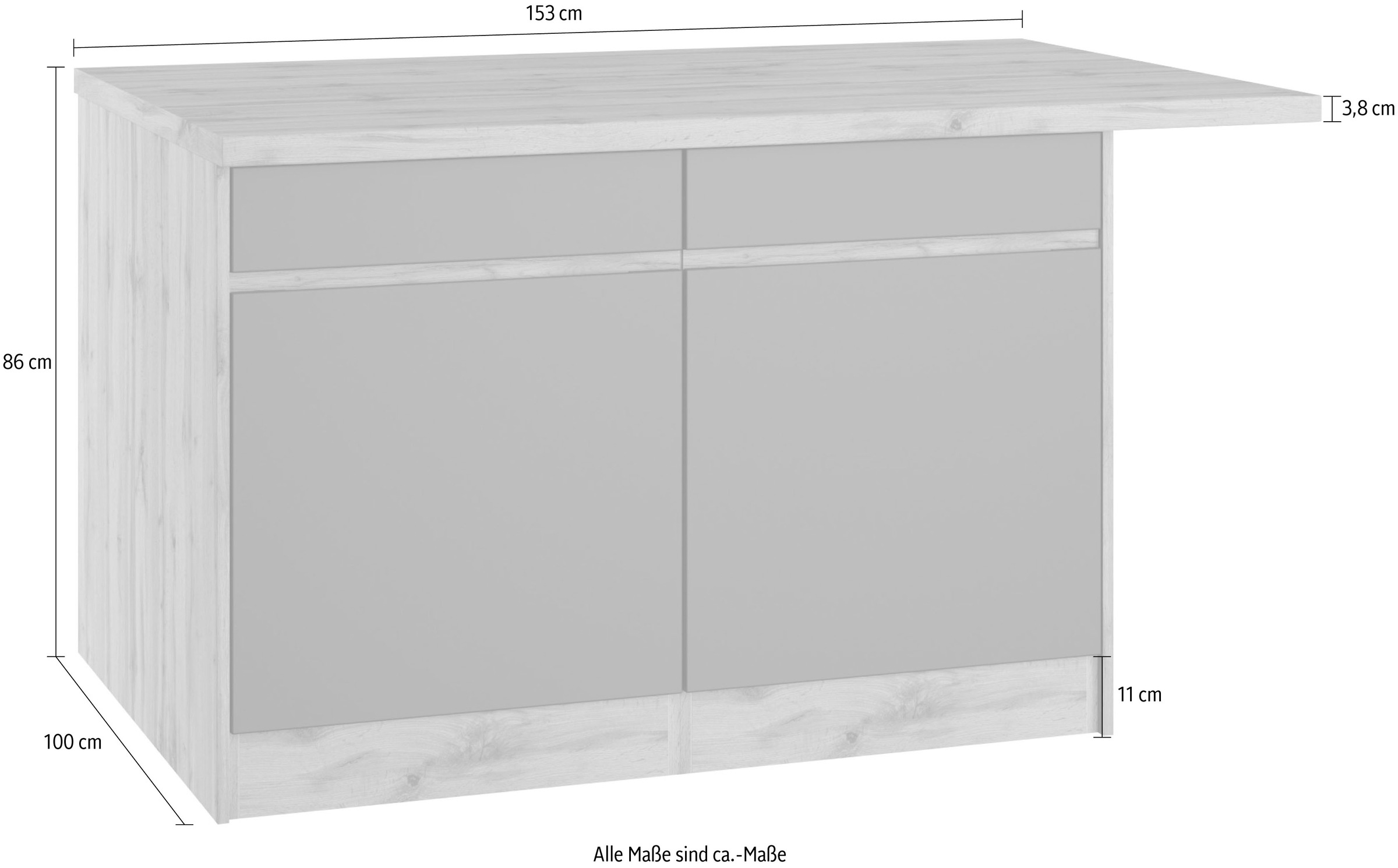 HELD MÖBEL Kücheninsel »Riesa«, Breite kaufen MDF-Fronten bequem 153 cm