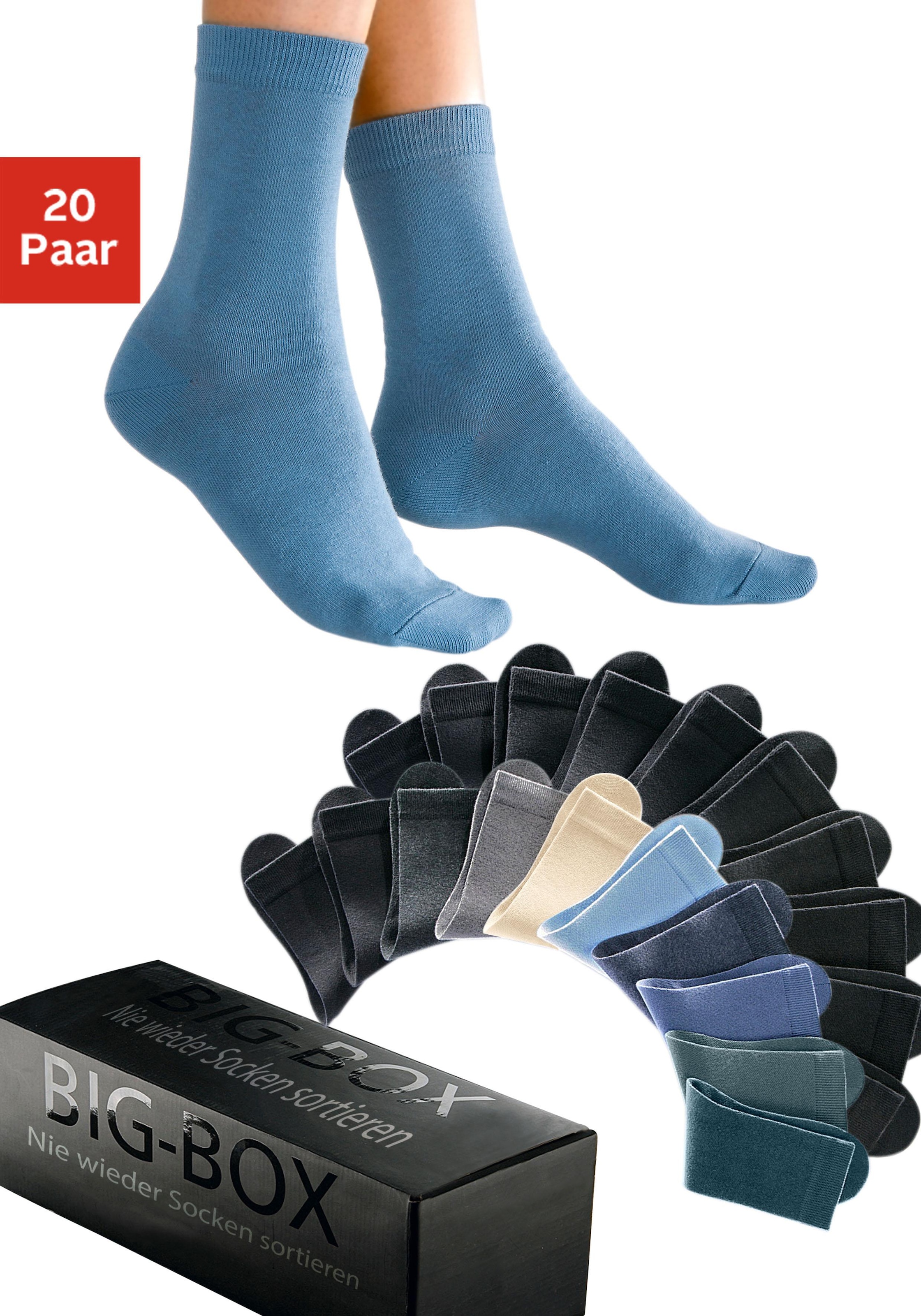 Go in Basicsocken, (Box, 20 Paar), in der großen Big-Box