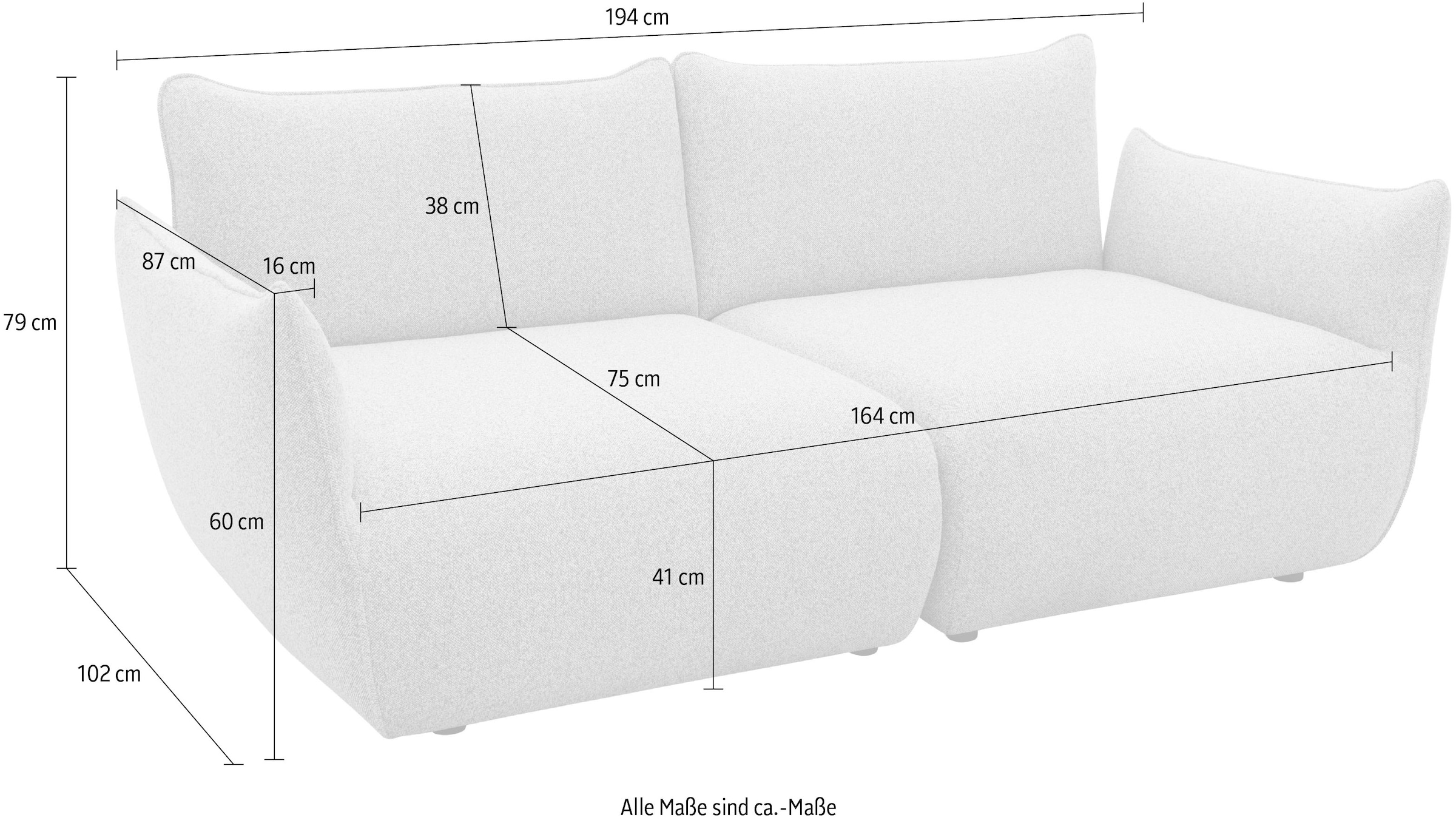 DOMO collection Big-Sofa »Bristol in 2 Breiten, Taschenfederkern für hohen Sitzkomfort« Breite 194cm. Pflegeleichter Strukturstoff