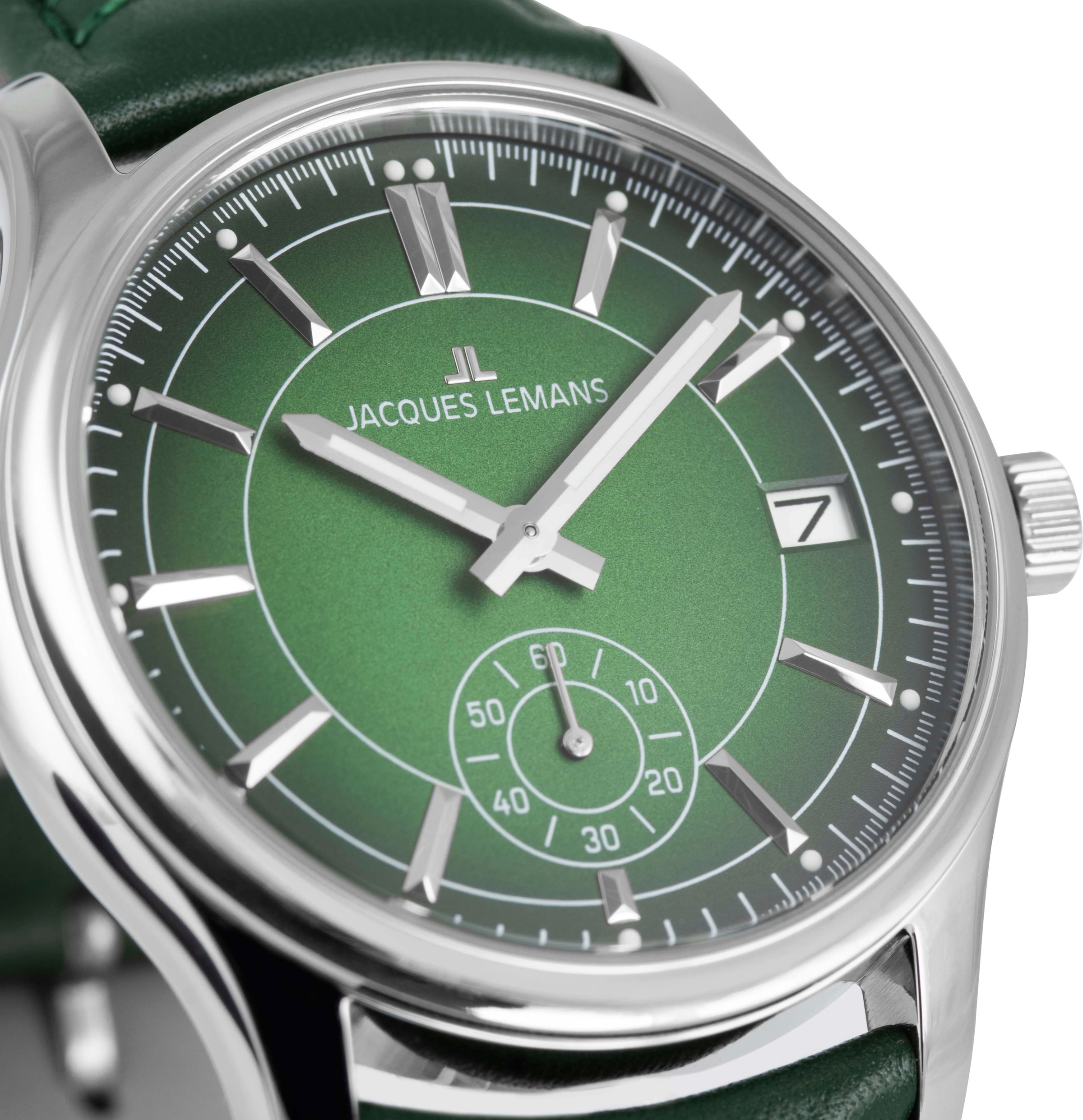 Jacques Lemans Quarzuhr »Derby« Armbanduhr, Herrenuhr, Lederarmband, analog, Tag, kleine Sekunde