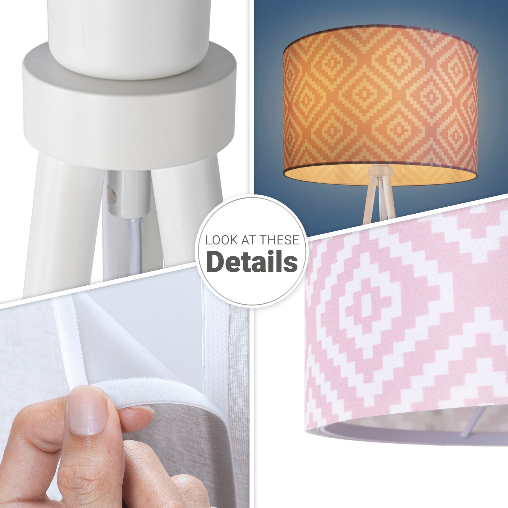 Paco Home Stehlampe »Trina Stella« E27 Dreibein  Modern Stofflampenschirm Vintage Design Textil Wohnzimmer