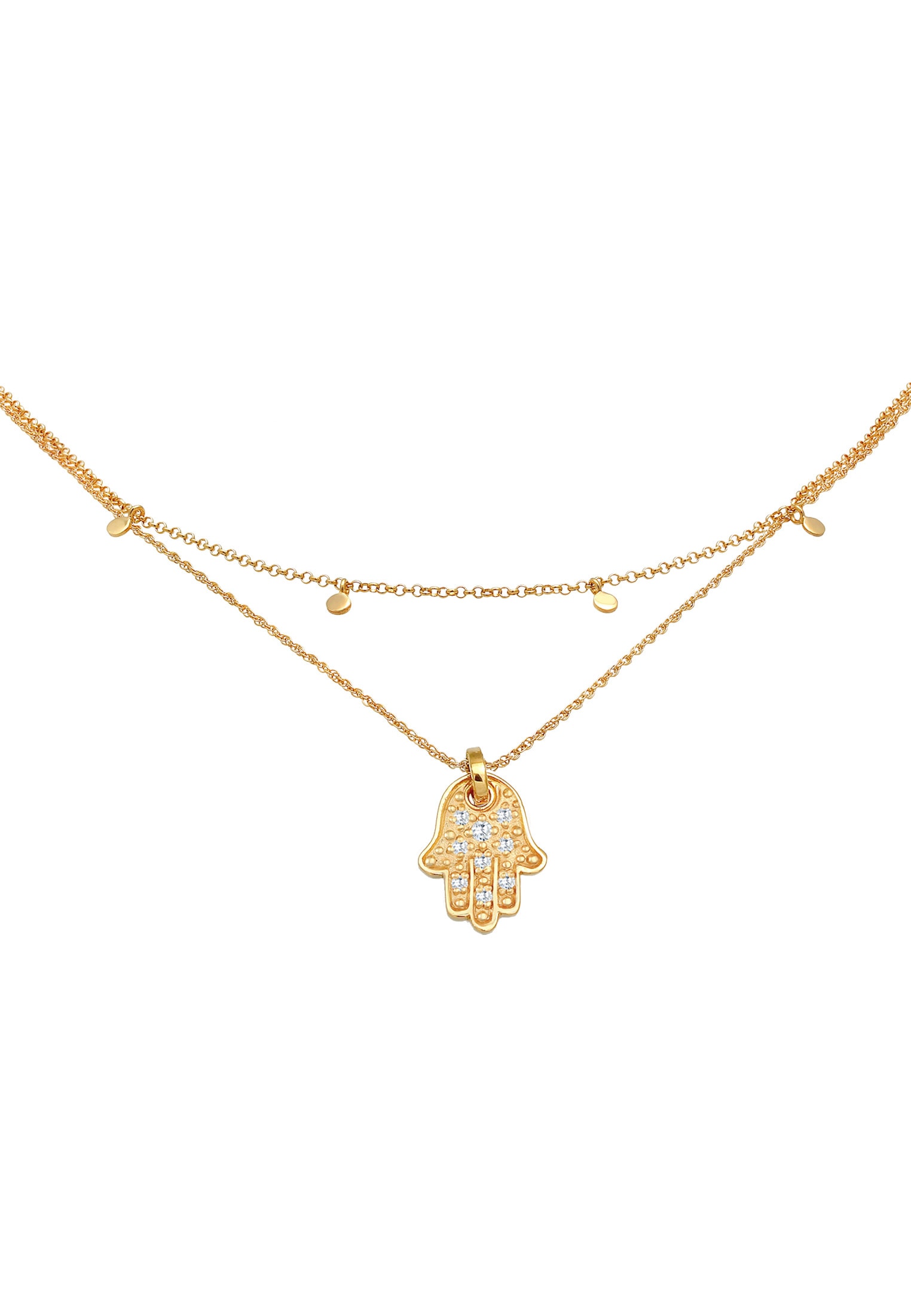 Elli Choker »Halskette Choker Plättchen Fatimas Hand Zirkonia 925 Silber«