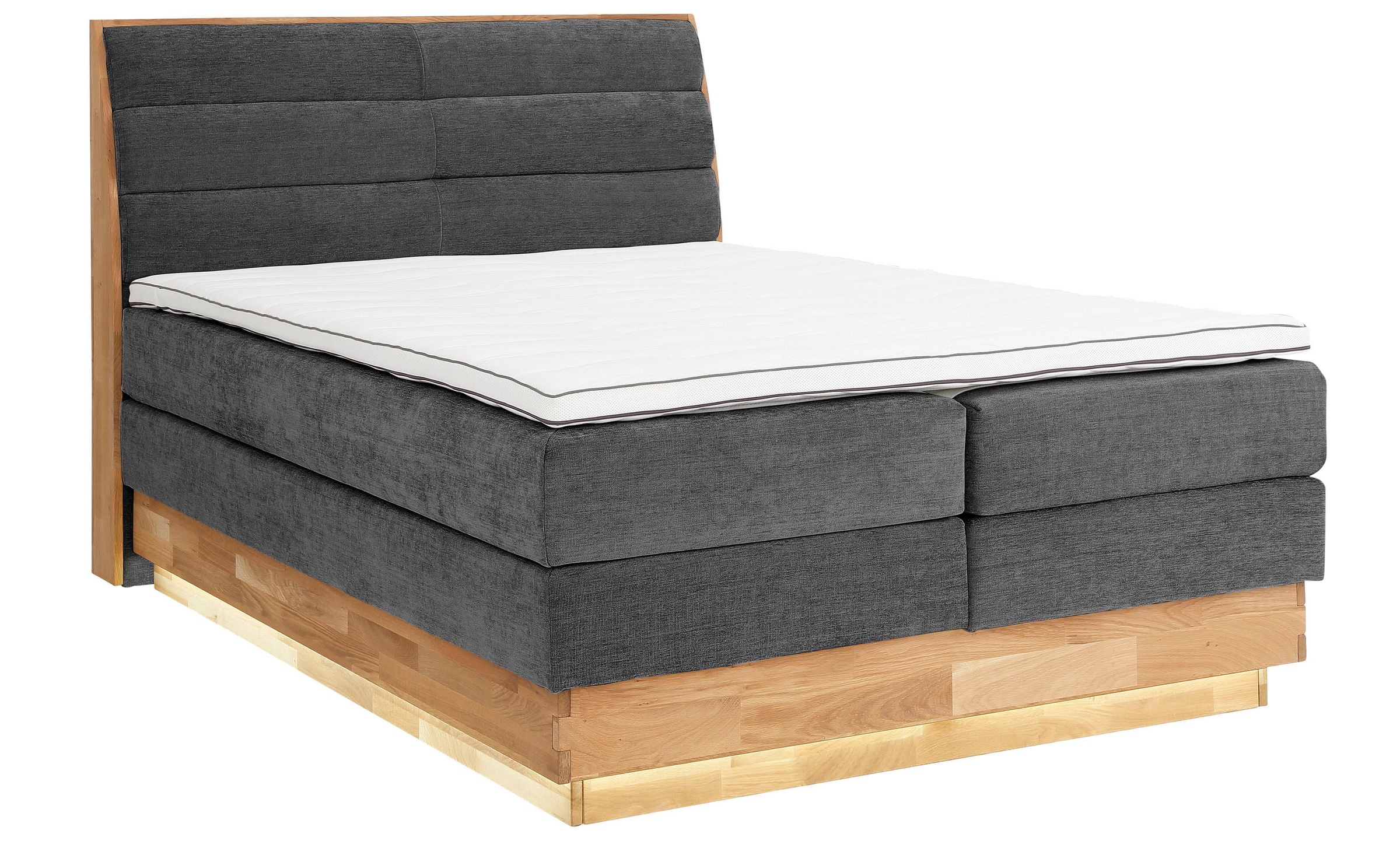 OTTO products Boxspringbett, LED-Beleuchtung, mit zertifizierten, recycelten Bezugsstoffen