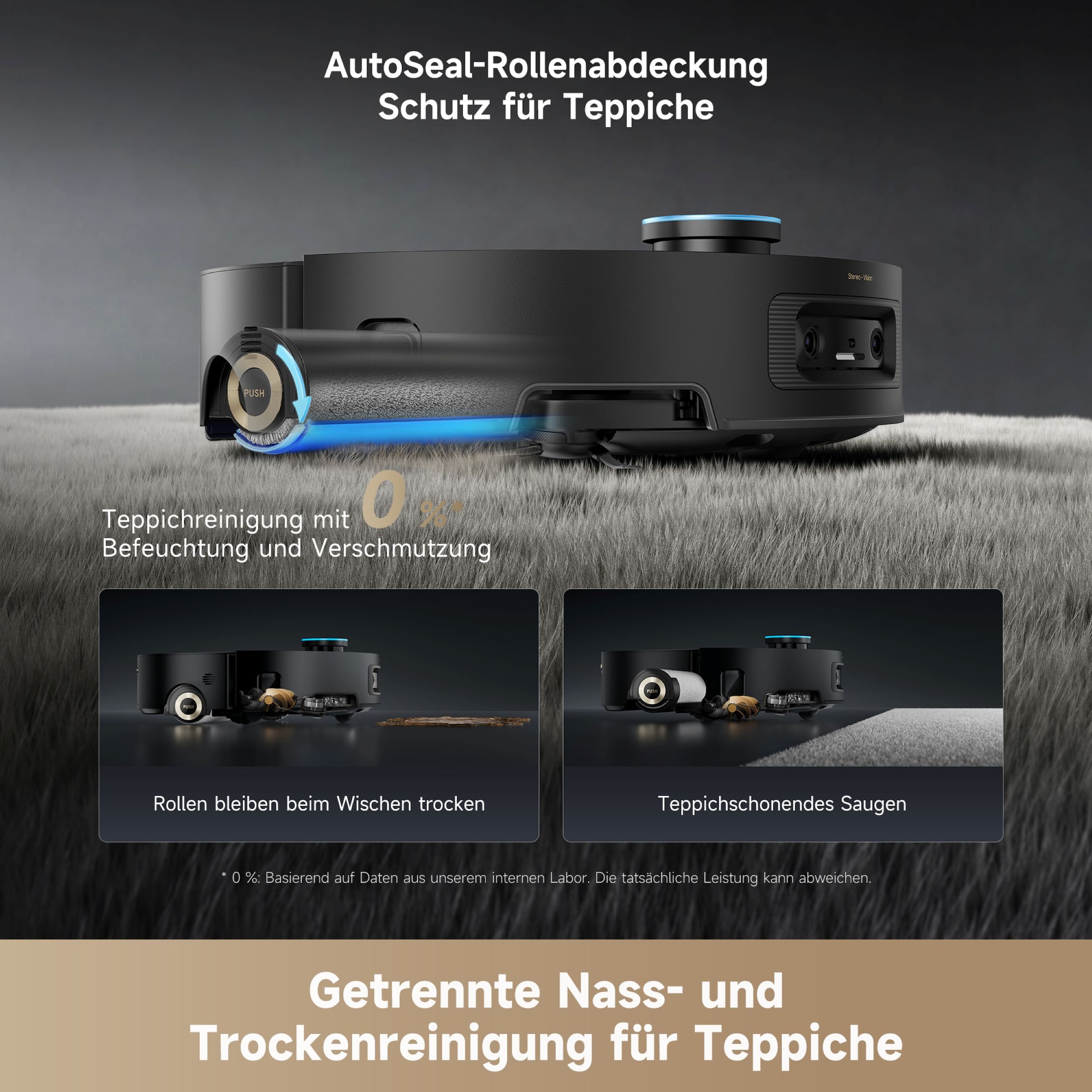 Dreame Saugroboter »mit Wischfunktion Aqua10 Ultra Roller Complete Black« Warmwasser-Wischsystem, Rollenmopp, überwindet Hindernisse, 30.000 Pa