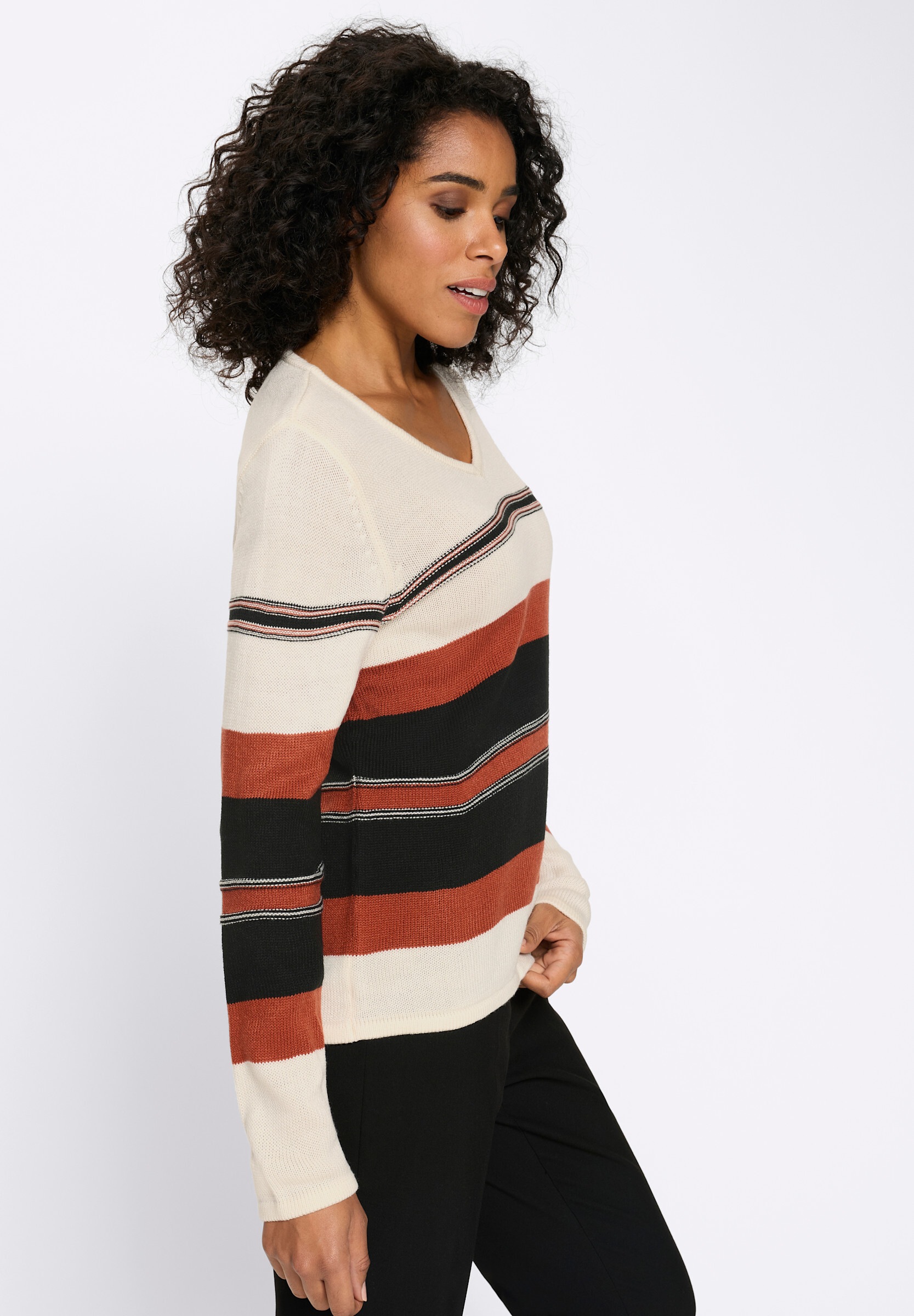 Sieh an! Longpullover »Langarm-Pullover V-Ausschnitt-Pullover«