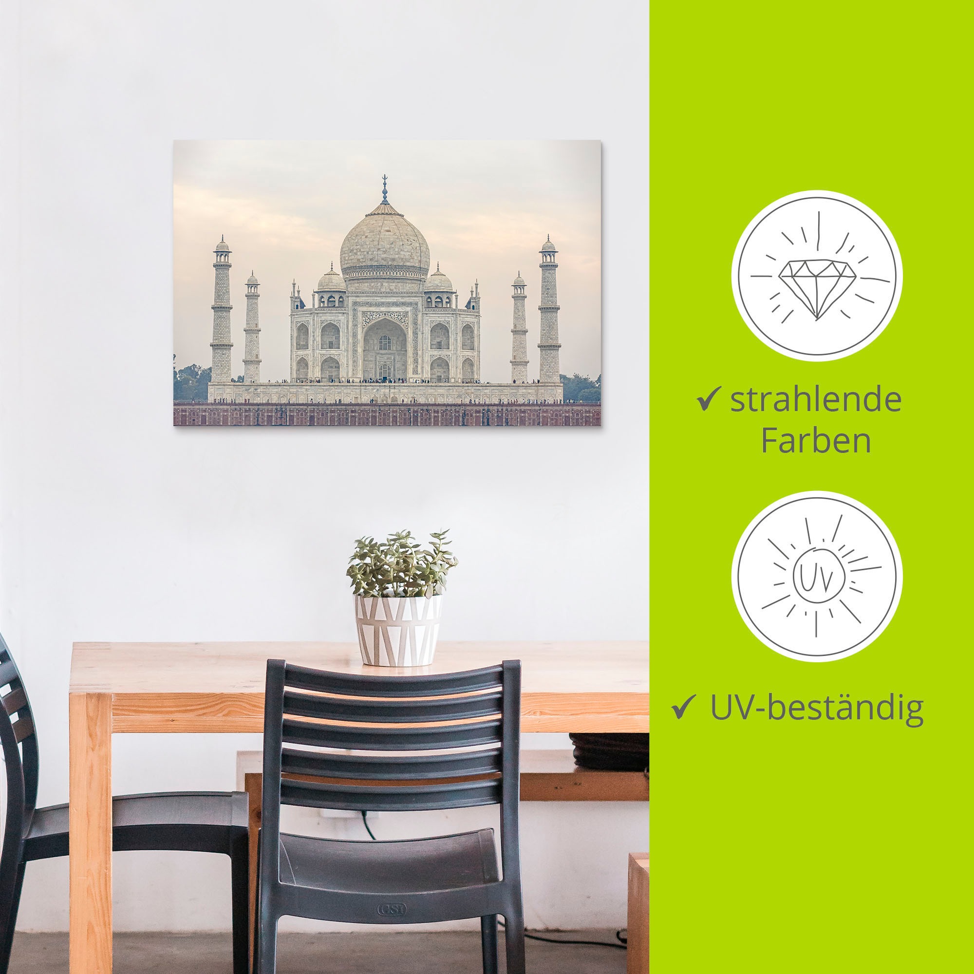 Artland Alu-Dibond-Druck »Taj Mahal« Gebäude 1 Stk. tlg. für Innen- und Außenbereich geeignet, Outdoorbild