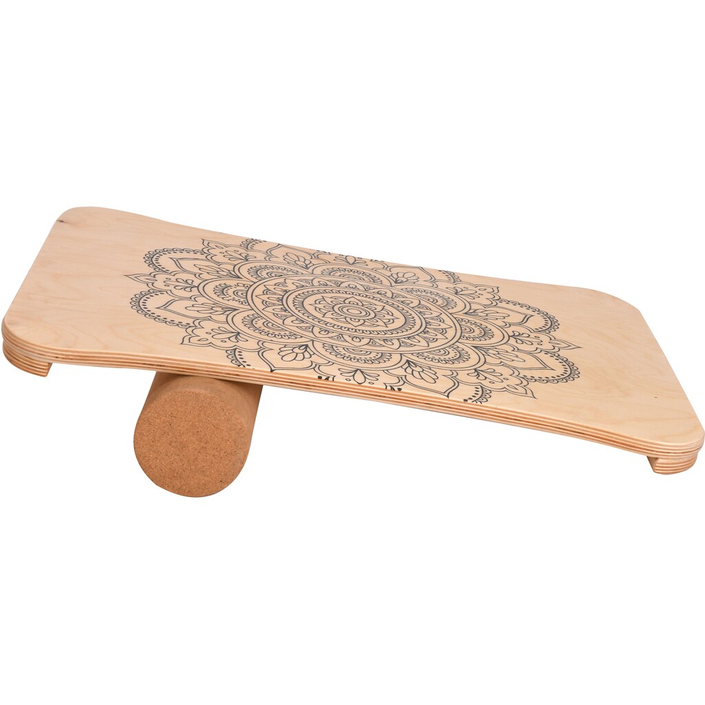 body coach Balanceboard »Woodboard I«, (Set, 2 tlg.), Balancebrett aus mehrlagigen Ahornholz, Rolle aus Kork