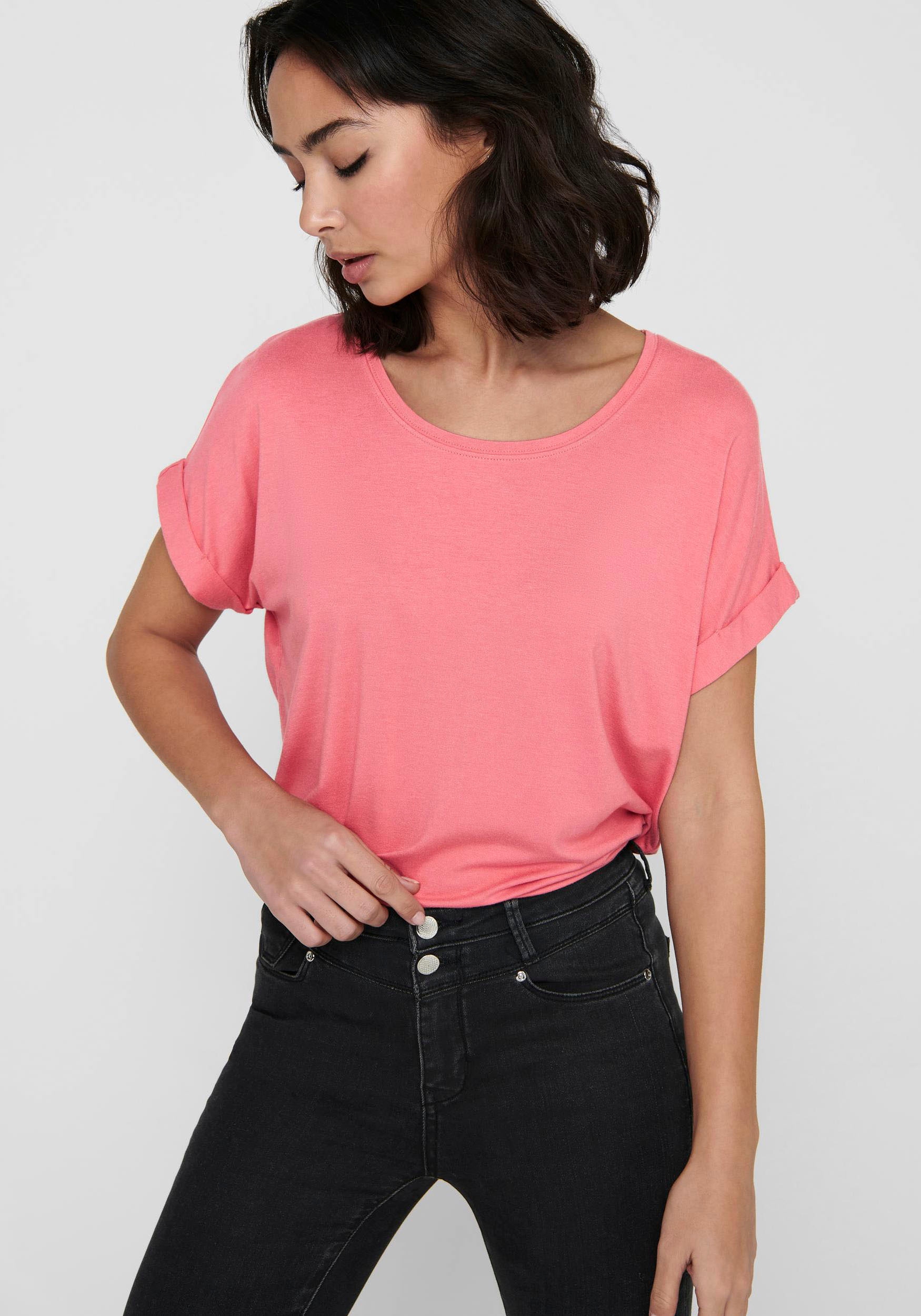 ONLY T-Shirt »ONLMOSTER S/S O-NECK TOP NOOS JRS«, mit Aufschlag am Arm