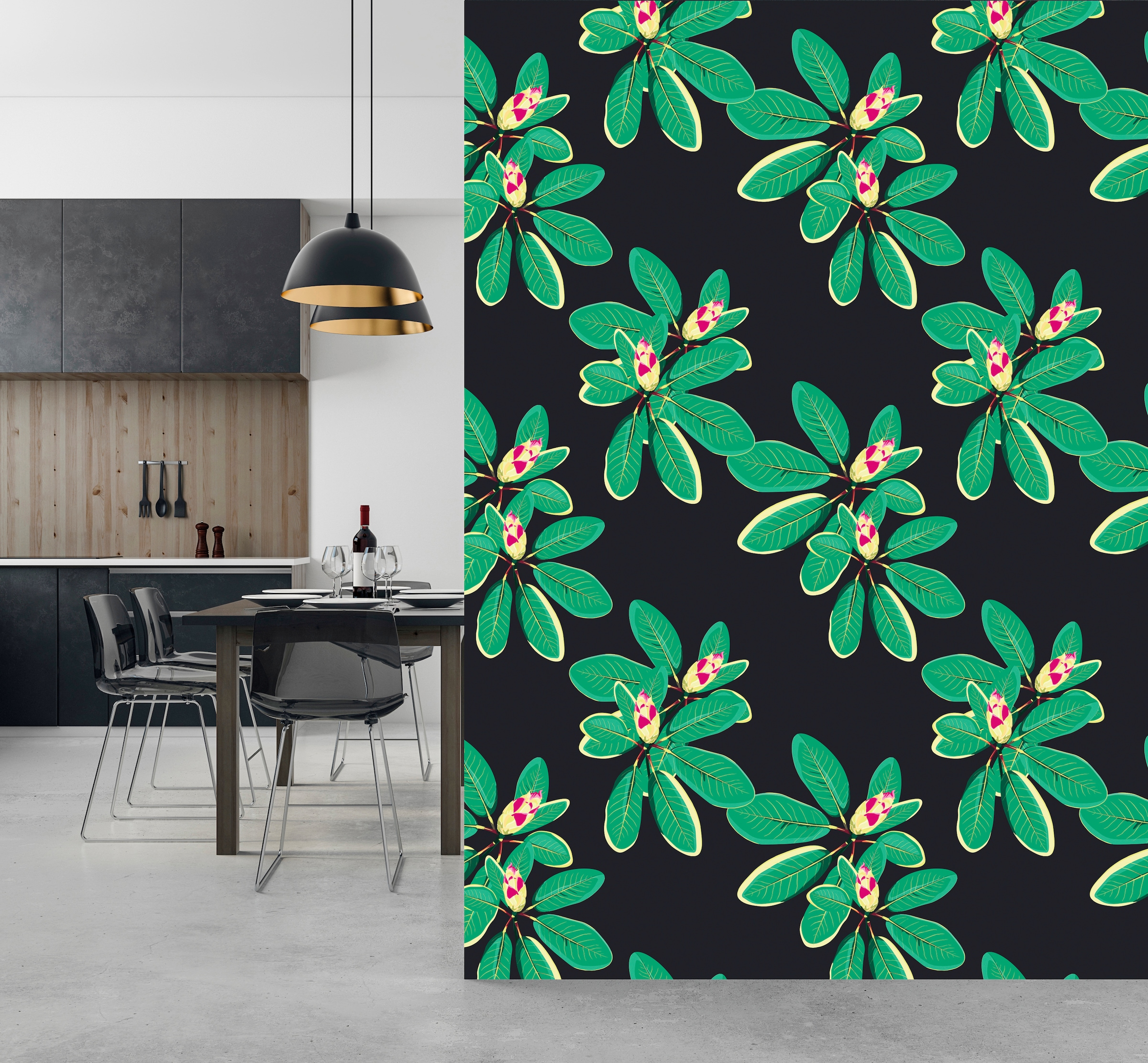 queence Vinyltapete »Amara«, bedruckt-Motiv-botanisch-floral-gemustert-natürlich, 90x250cm, selbstklebend, kinderleichte Anbringung, Sticker