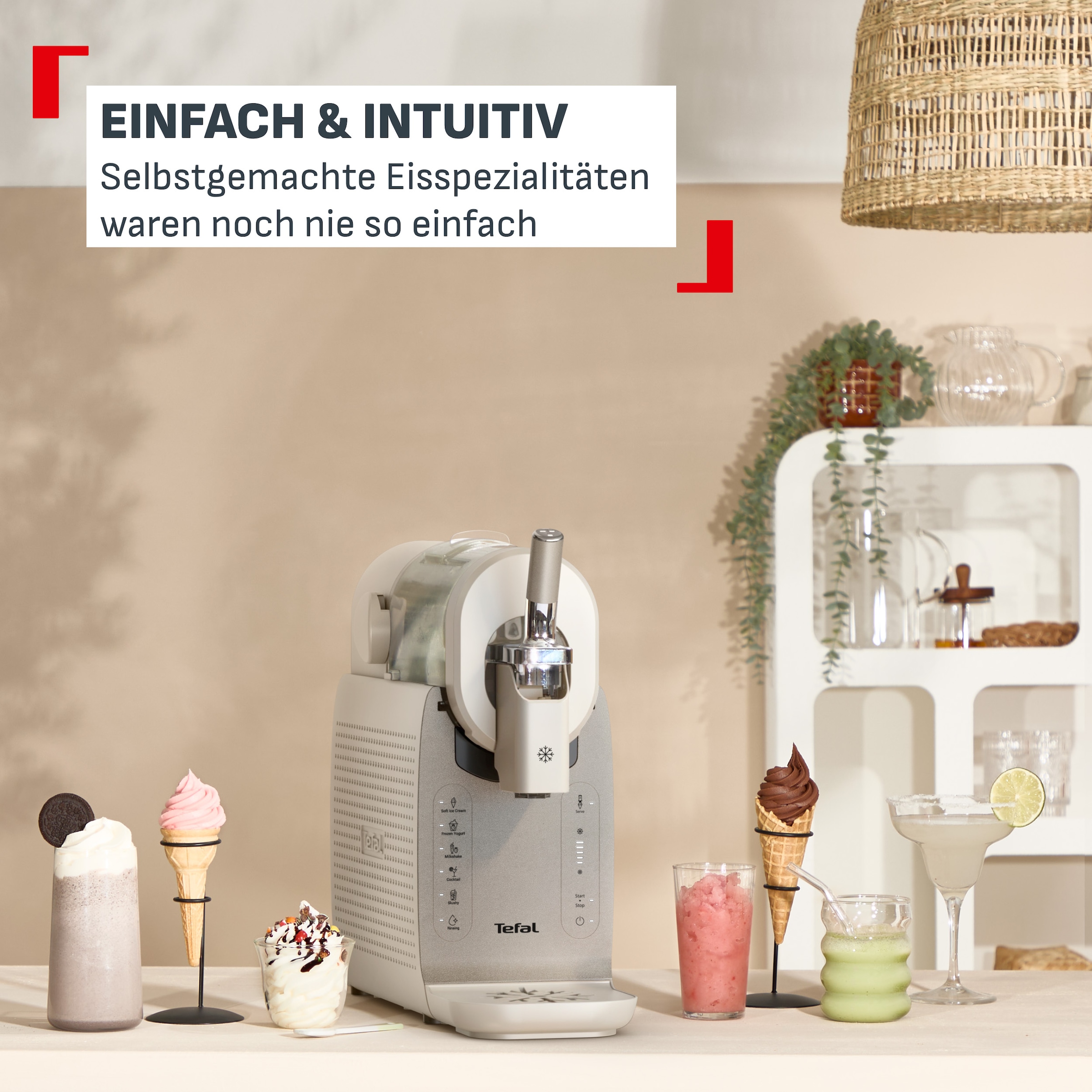 Tefal Slush-Eismaschine »Freezi« 5 Automatikprogramme, 8 Portionen in einer Zubereitung, Spülprogramm