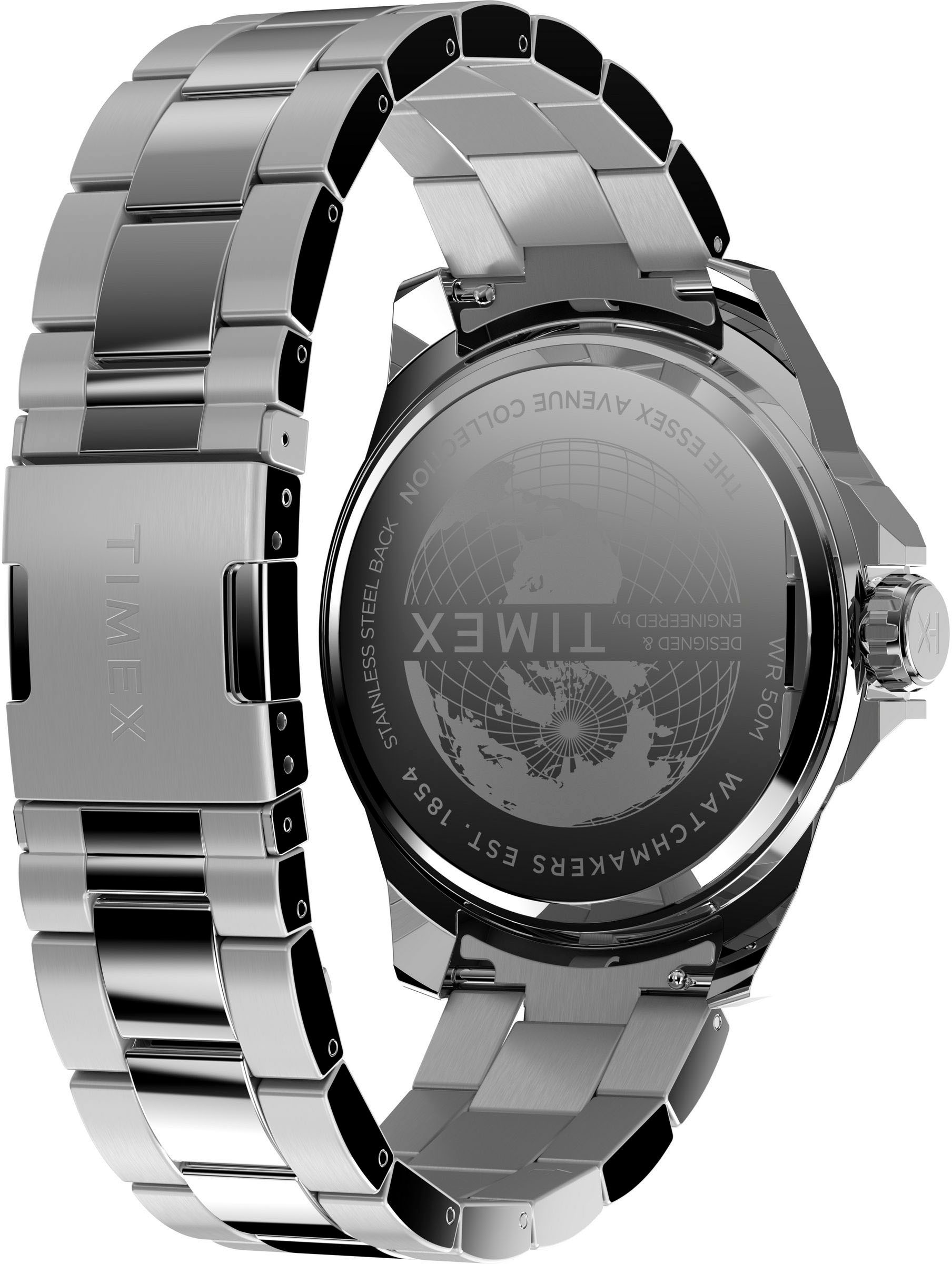 Timex Quarzuhr »ESSEX«, Armbanduhr, Herrenuhr,Edelstahlarmband,Datum, Leuchtzeiger