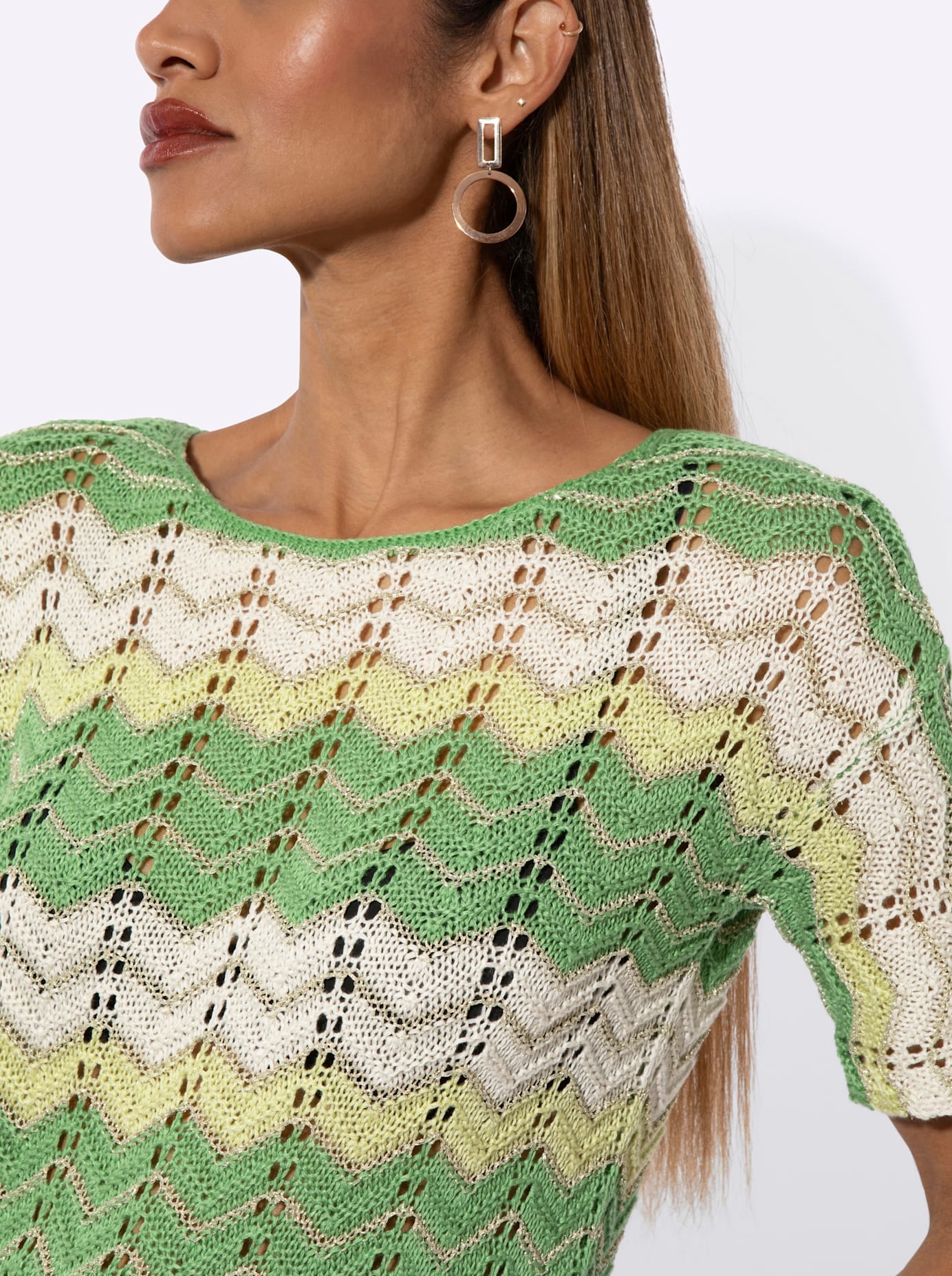 creation L Rundhalspullover »Ajour-Pullover«