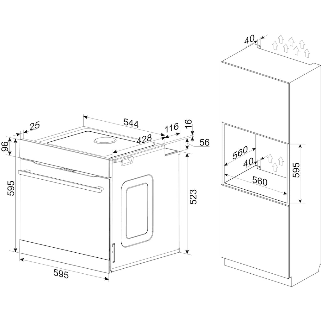 Amica Einbaubackofen »EBX 943 625 E«, EBX 943 625 E, mit Teleskopauszug nachrüstbar, Simple Steam