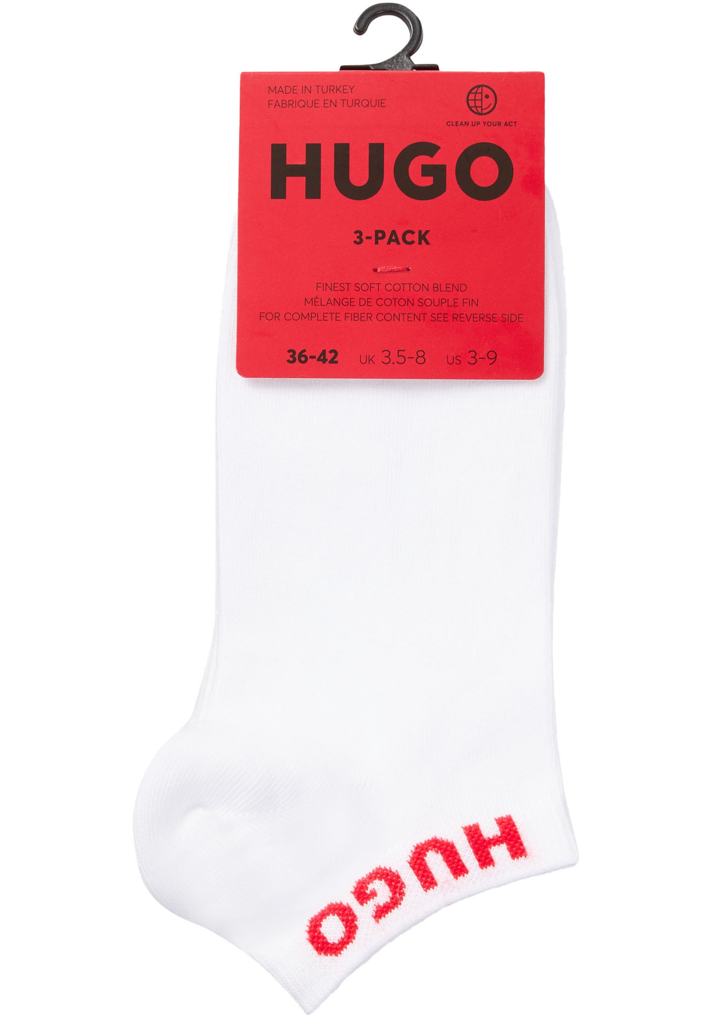 HUGO Underwear Socken »3P AS UNI CC W«, (Packung, 3 Paar, 3er), mit kontrastfarbenen Logoschriftzug