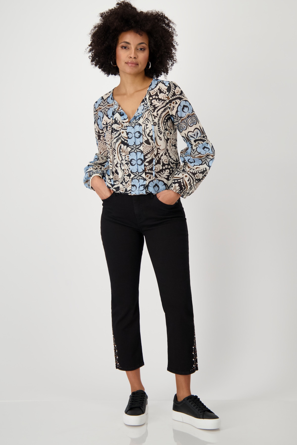 Monari 7/8-Hose »Hose Jeans Schmuck 64cm«, Mit Gürtelschlaufen