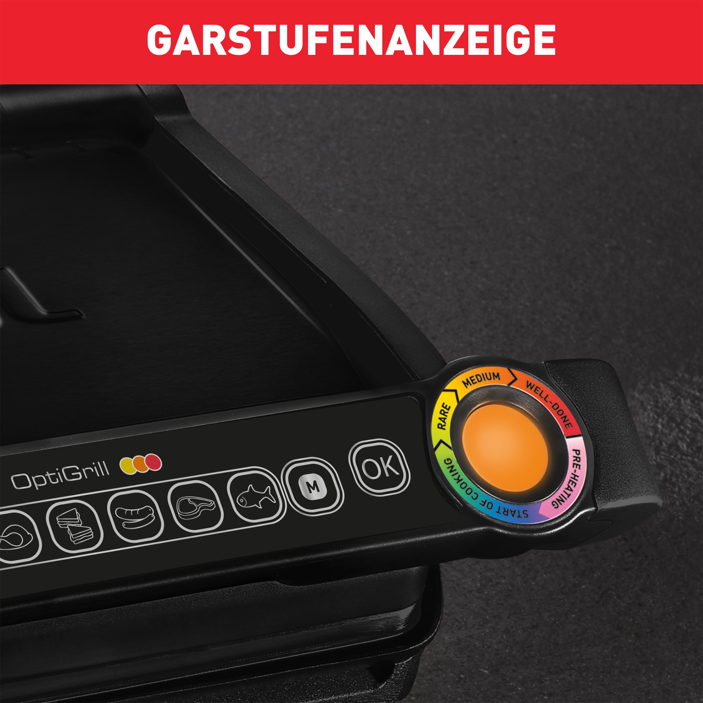 Tefal Kontaktgrill »OptiGrill« 2000 W 6 Programme, Lichtindikator des Garzustands, abnehmbare Grillplatten