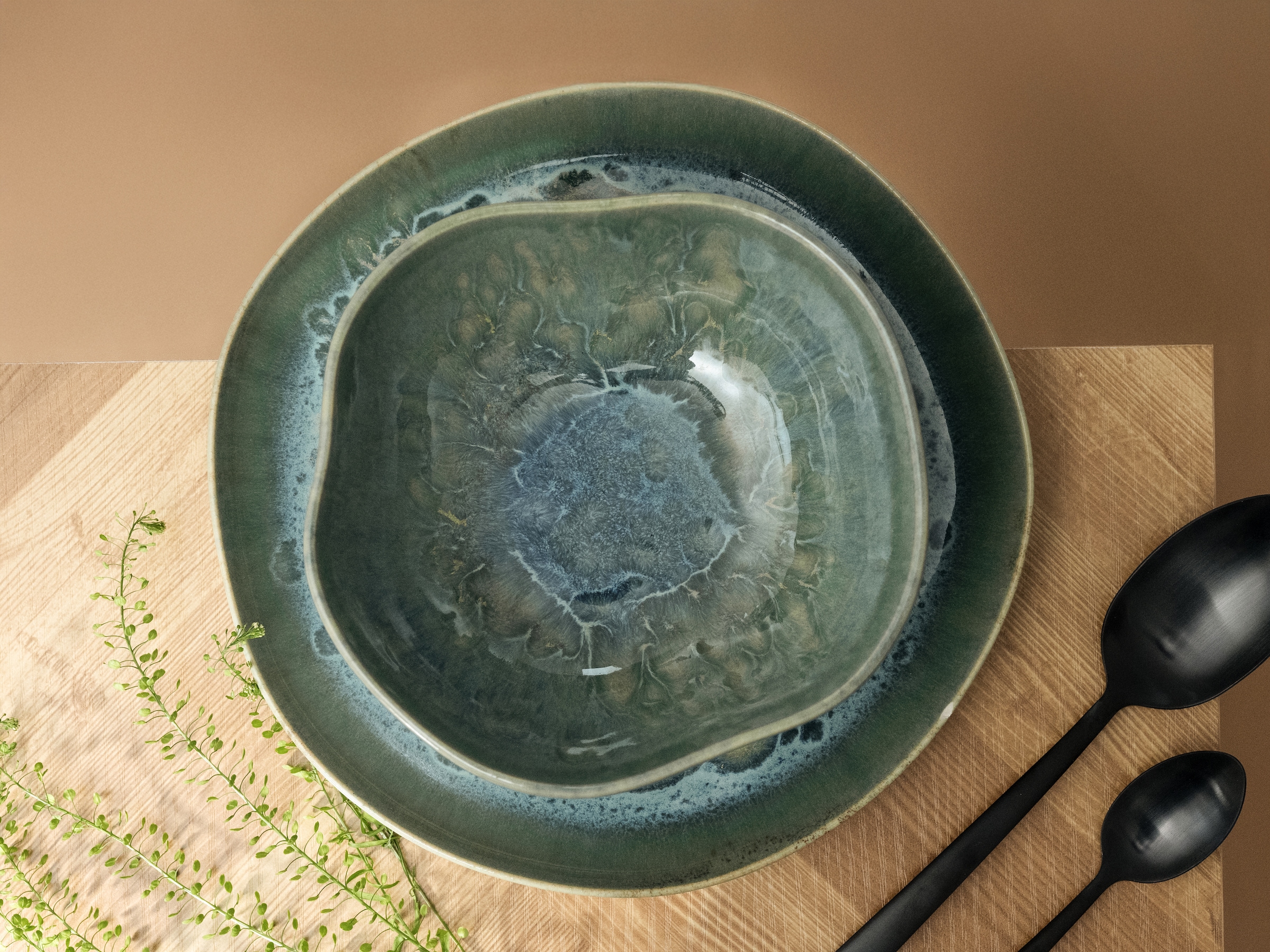 CreaTable Dipschale »Yuki« 4 Stk. aus Steinzeug Reaktiv-Digitaldruck, jedes Stück ein Unikat, Ø 11,5 cm