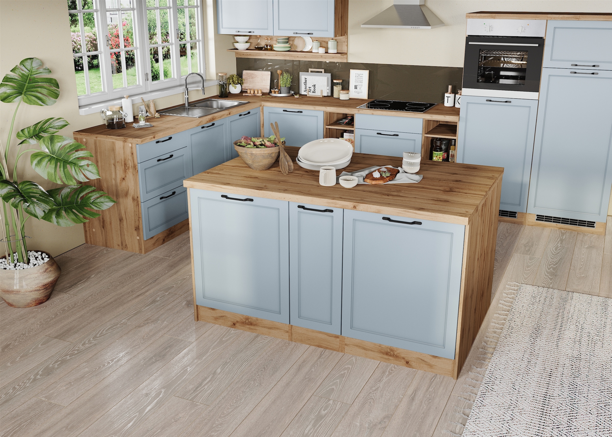 KOCHSTATION Kücheninsel »KS-Lana, Breite 153 cm«, MDF-Fronten, Arbeitsplatte 38mm stark