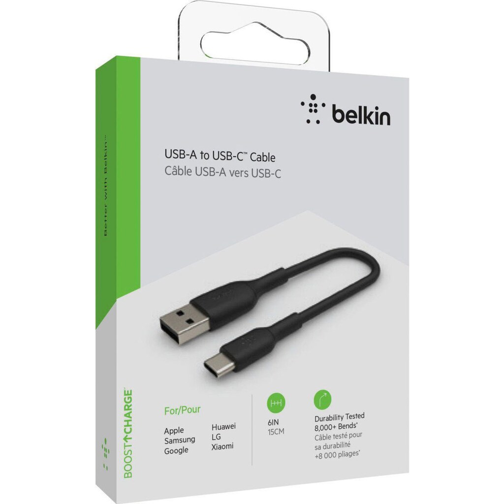 Belkin USB-Kabel »BoostCharge USB-C/USB-A Kabel PVC, 15cm«, USB-C, USB Typ A, 15 cm