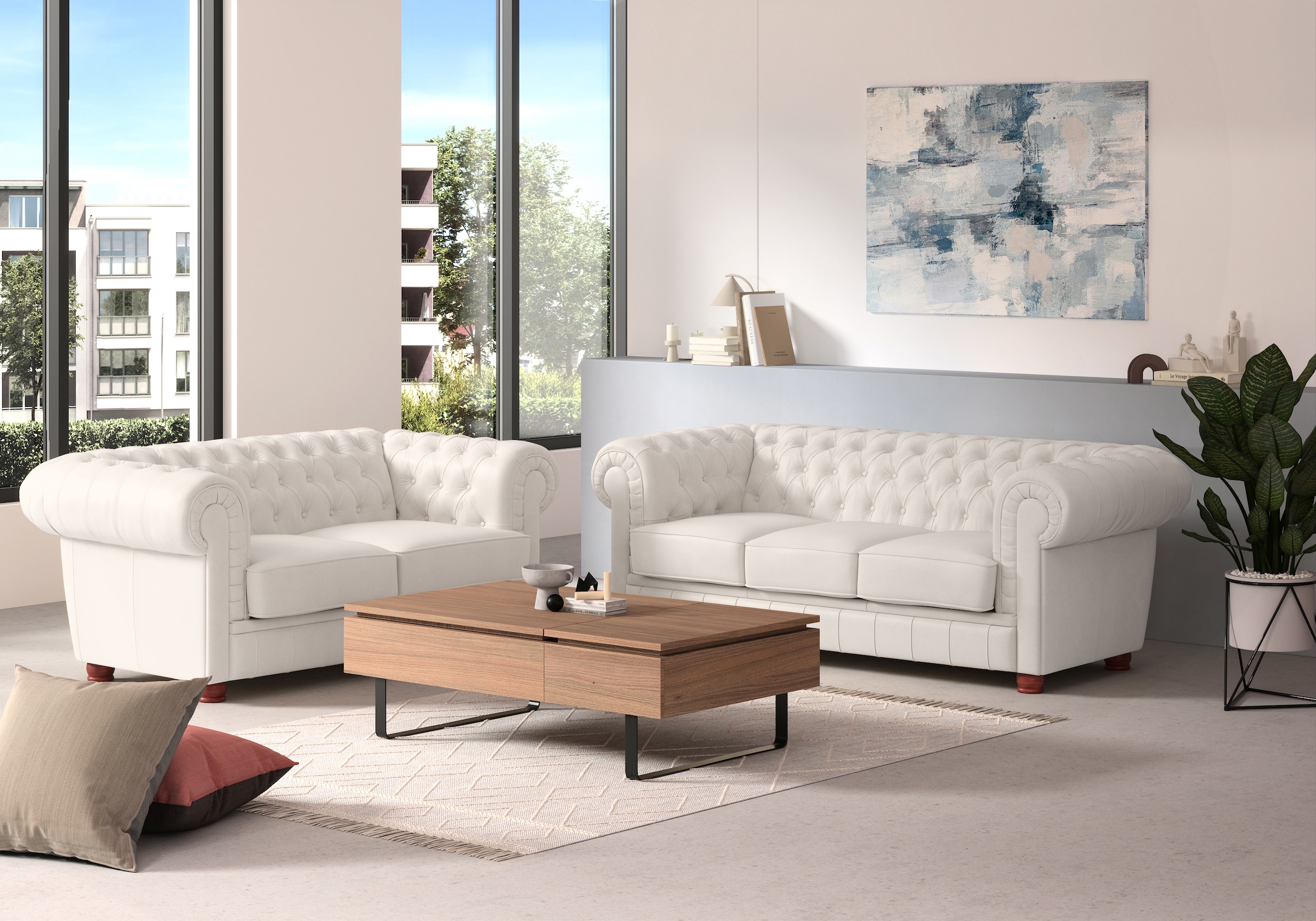 Max Winzer® Chesterfield-Sofa »Kent edel und bequem, tolle Detailverarbeitung, komfortable Armlehnen«, 3-Sitzer mit aufwendiger Knopfheftung, Breite 205 cm