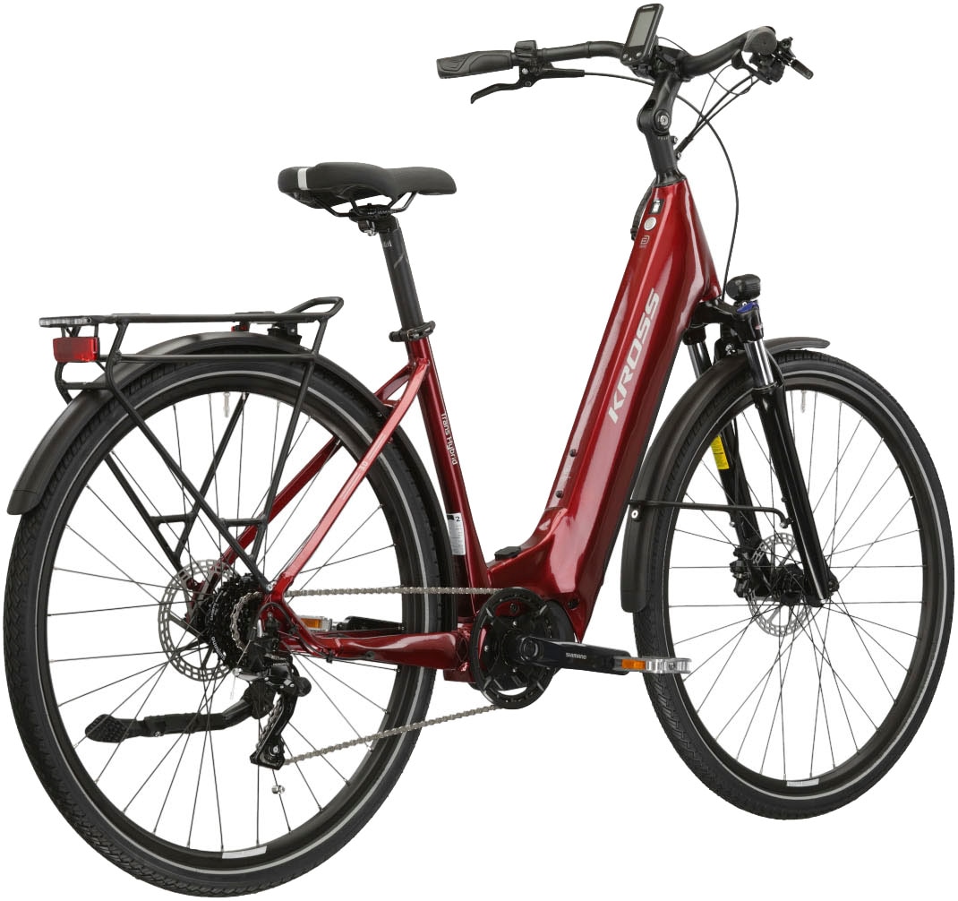 Kross E-Bike »E-Trekkingrad Trans Hybrid LS 3.0 28 Zoll rot«, 8 Gang, Shimano, Acera T3000, Mittelmotor 250 W, Pedelec, Elektrofahrrad für Damen und Herren