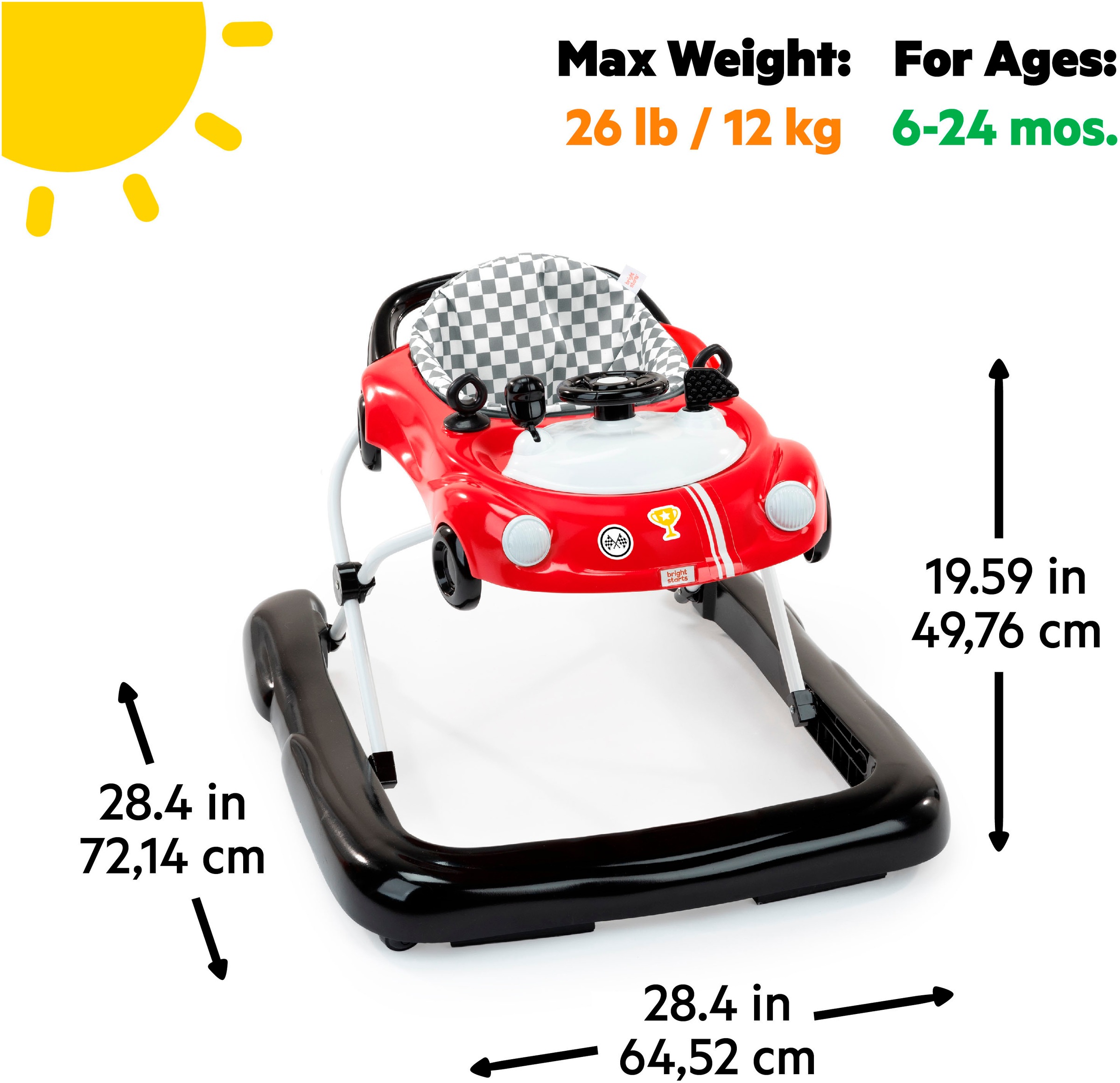 Bright Starts Lauflernhilfe »Little Speedster™ 3-in-1 Car Walker – Rot Racer«