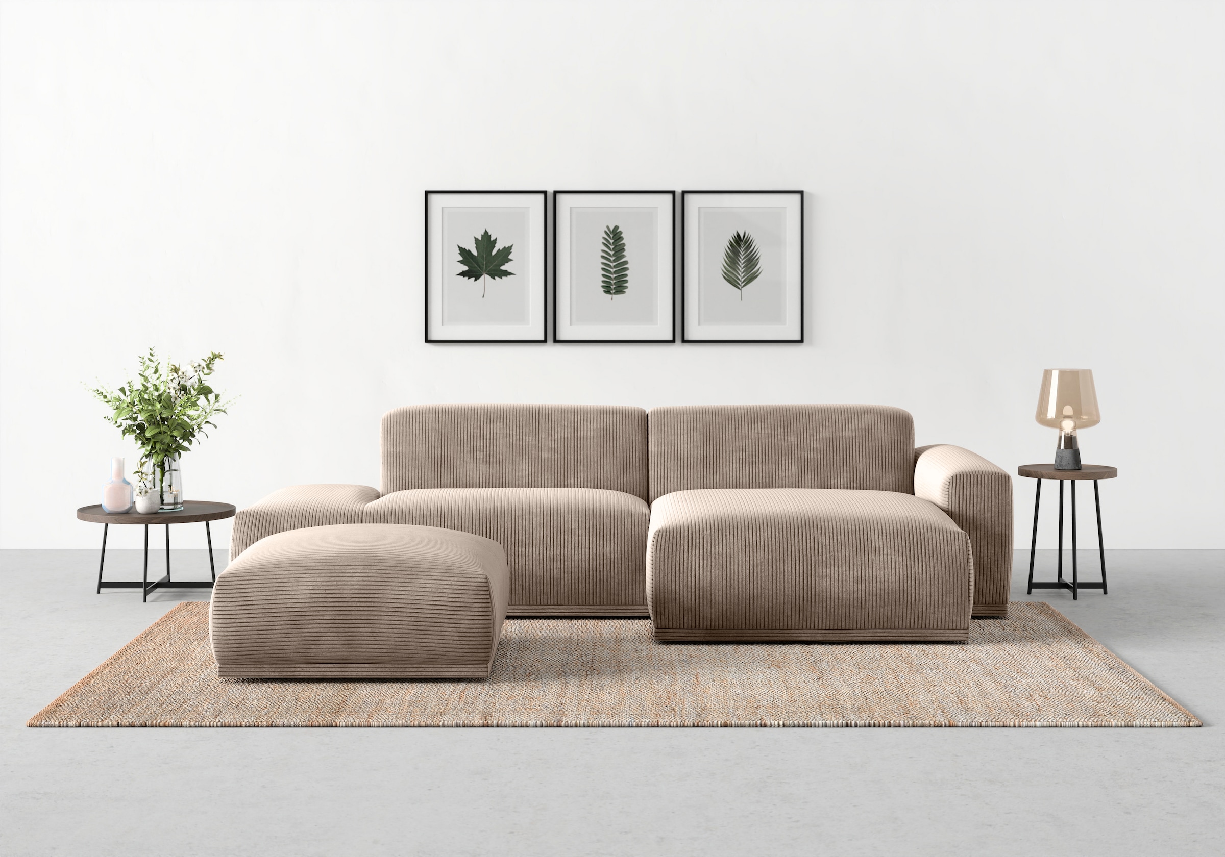 TRENDMANUFAKTUR Ecksofa Braga, aus 2 Teilen, moderner Cord-Stoff