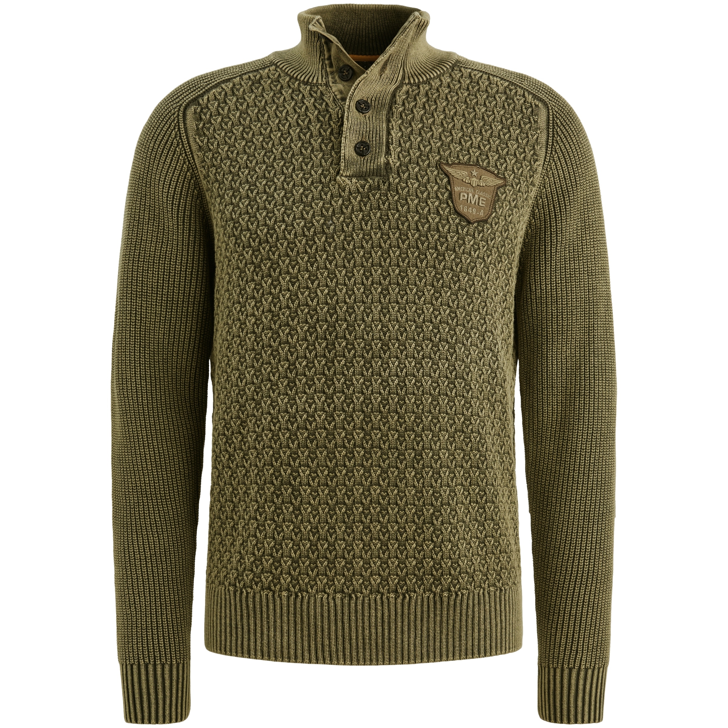 PME LEGEND Strickpullover mit kurzer Knopfleiste