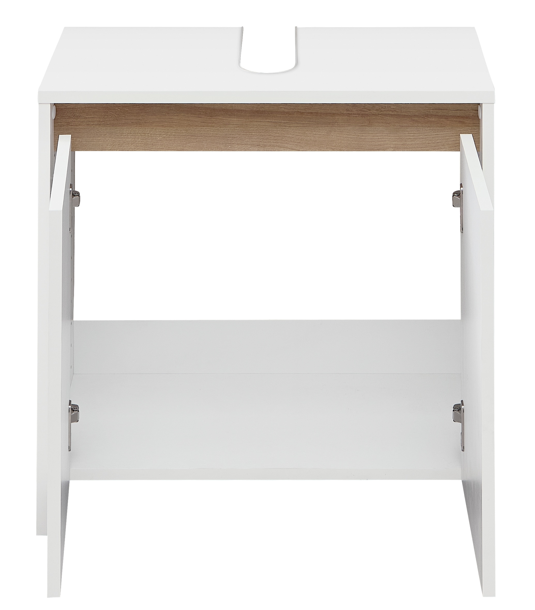 Saphir Waschbeckenunterschrank »Quickset 100, 2 Türen, Siphonausschnitt«, Waschbeckenschrank ohne Griff, 61,6 cm breit, mit Akzentfuge